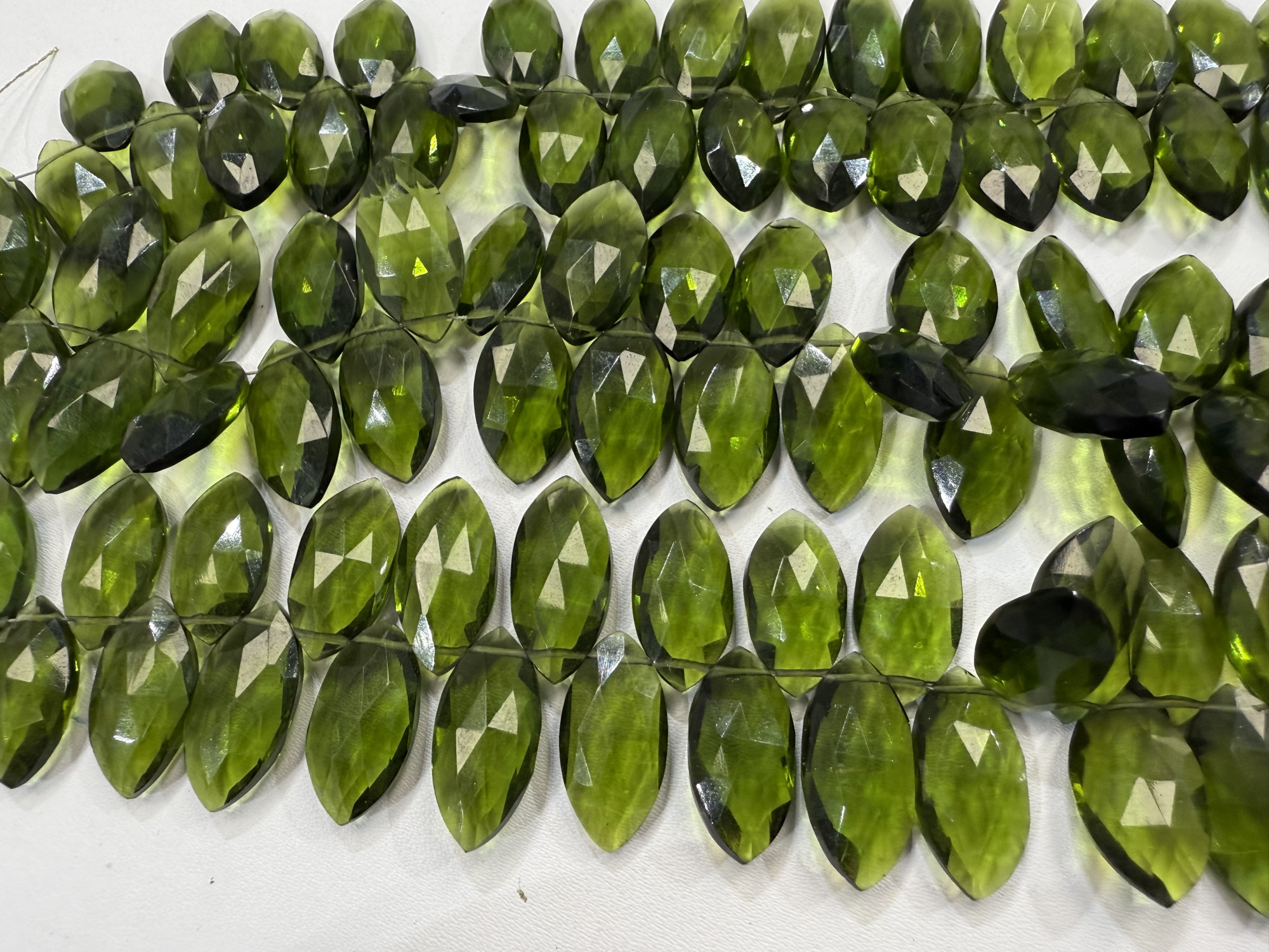 Olive Green Hydro Quartz Marquise Faceted