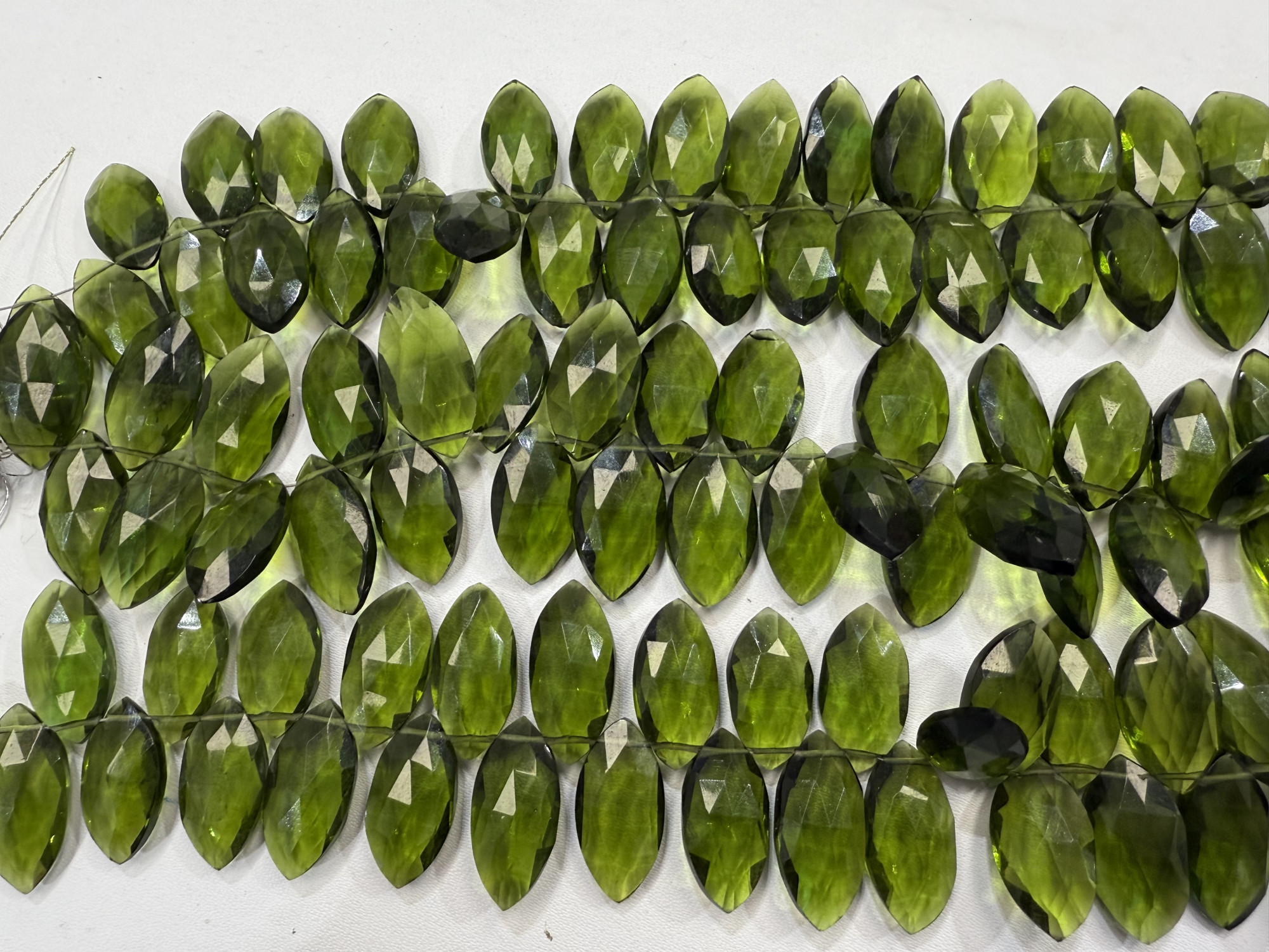 Olive Green Hydro Quartz Marquise Faceted