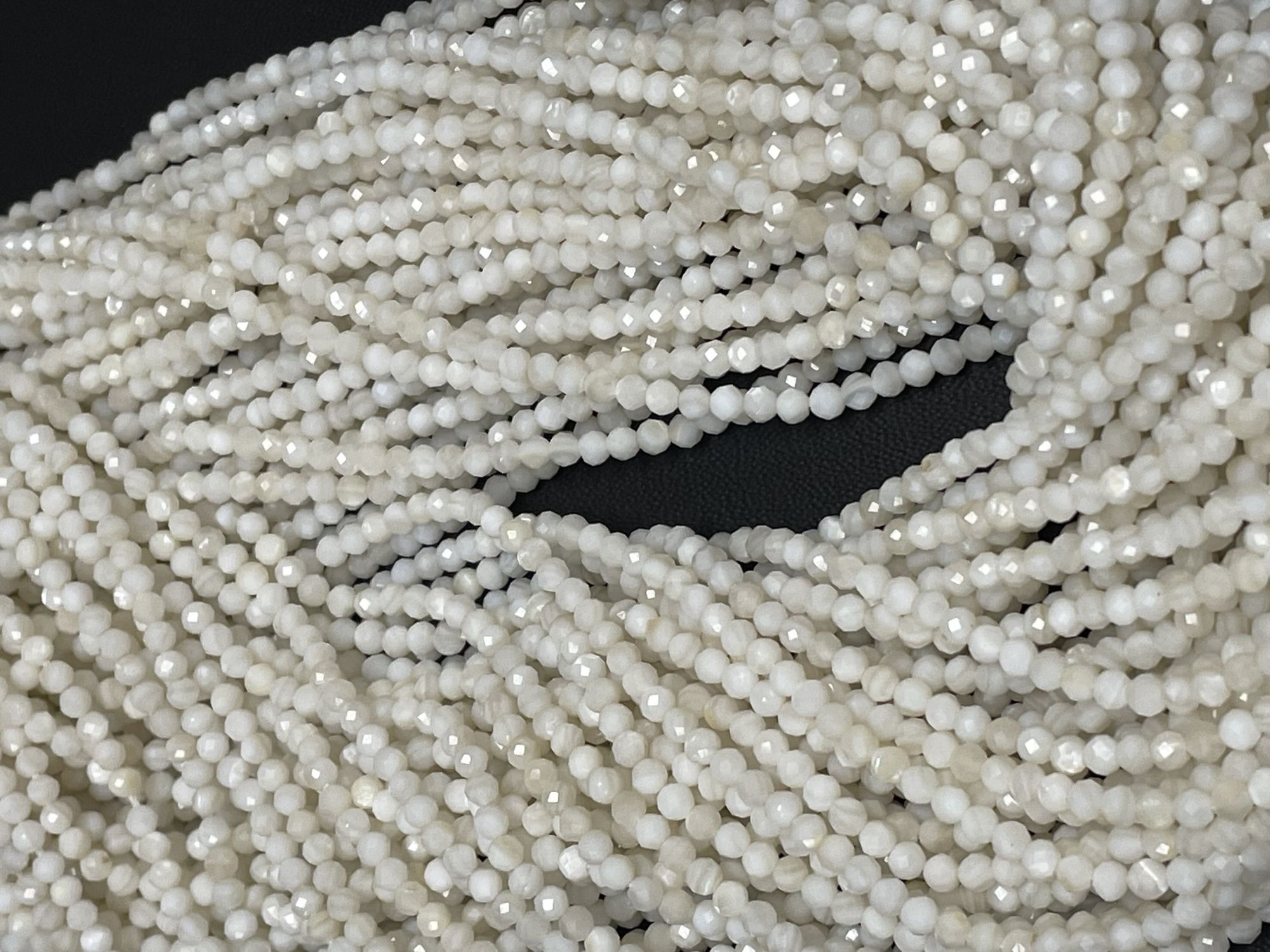 White Moonstone Rondelle Faceted