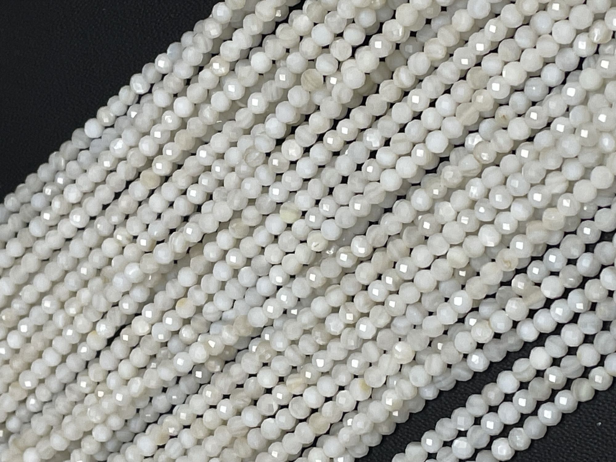 White Moonstone Rondelle Faceted