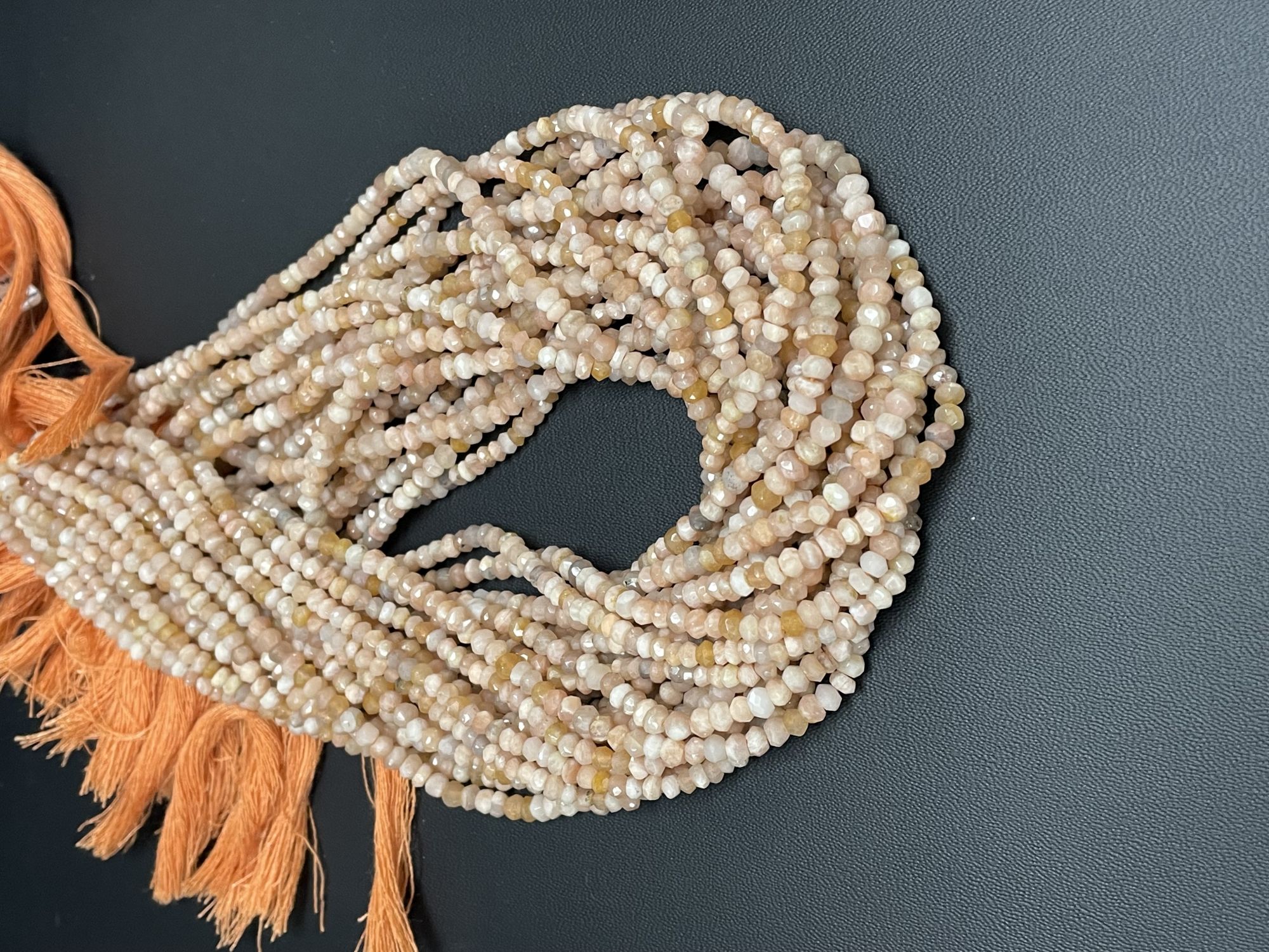 Peach Moonstone Rondelle Faceted