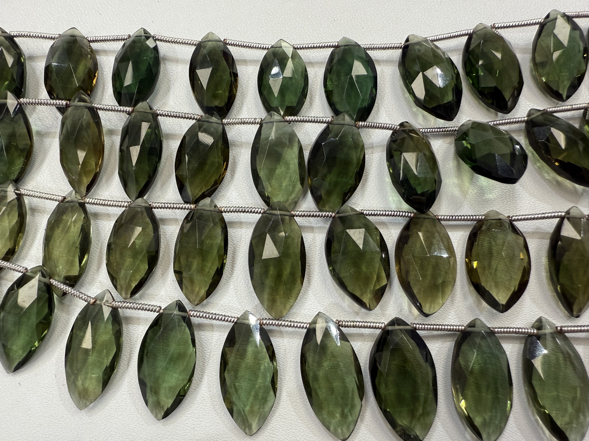 Hydro Olive Green Quartz Marquise Faceted