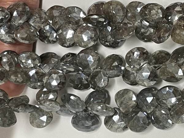 Grey Silverite Heart faceted