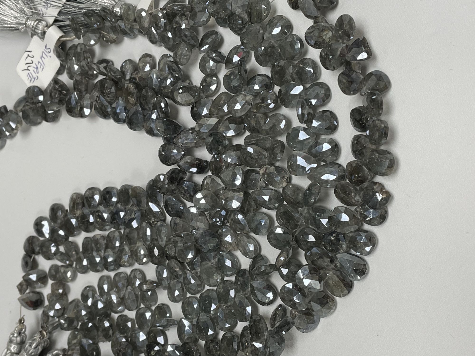 Grey Silverite Pear Faceted