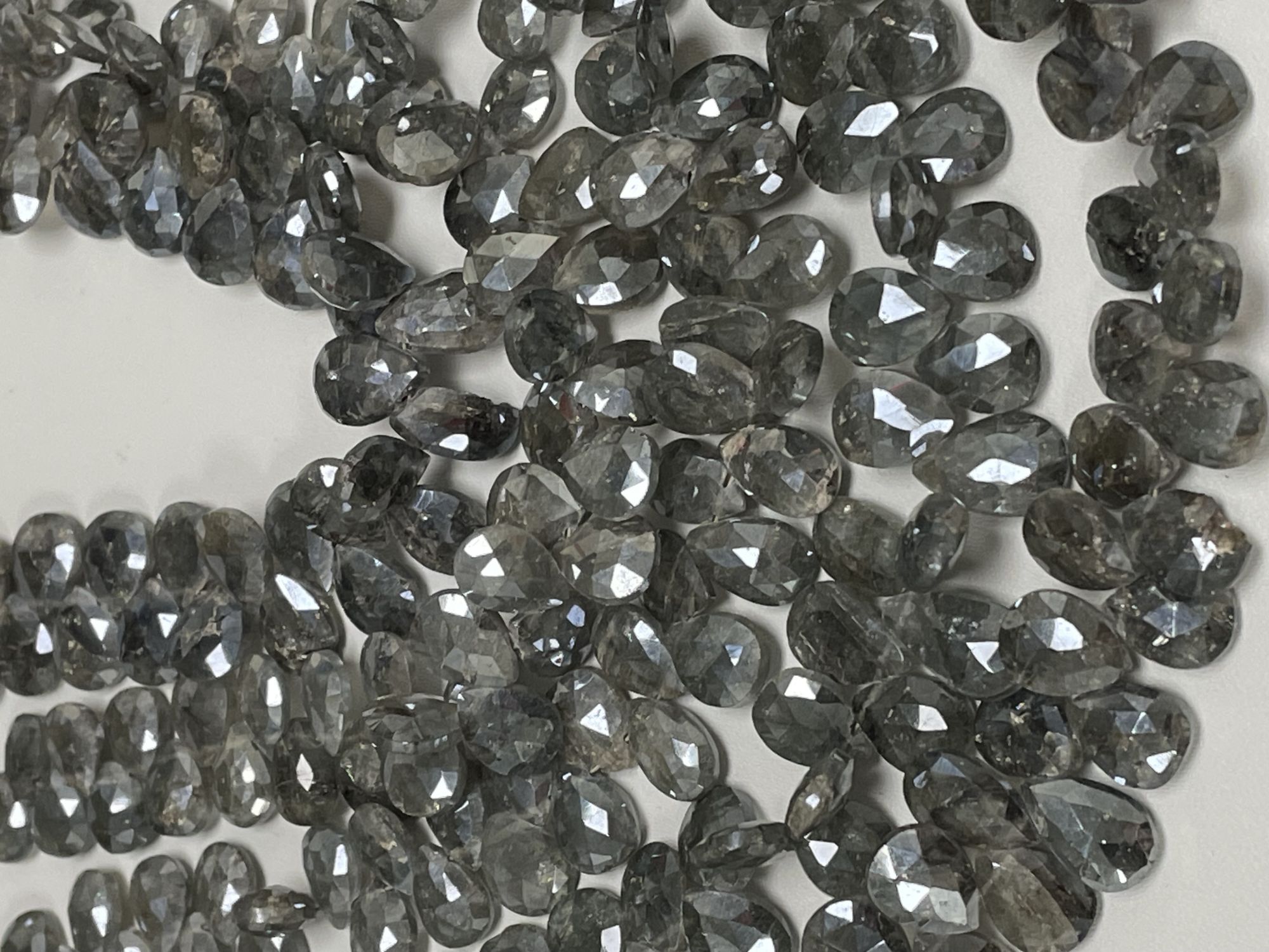 Grey Silverite Pear Faceted