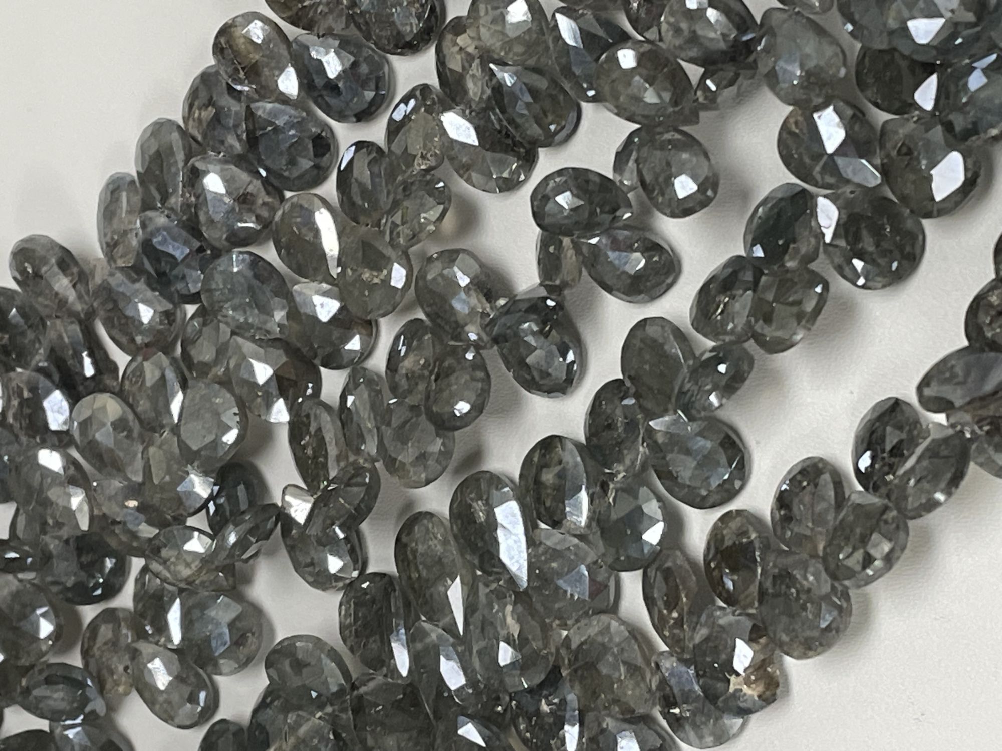 Grey Silverite Pear Faceted