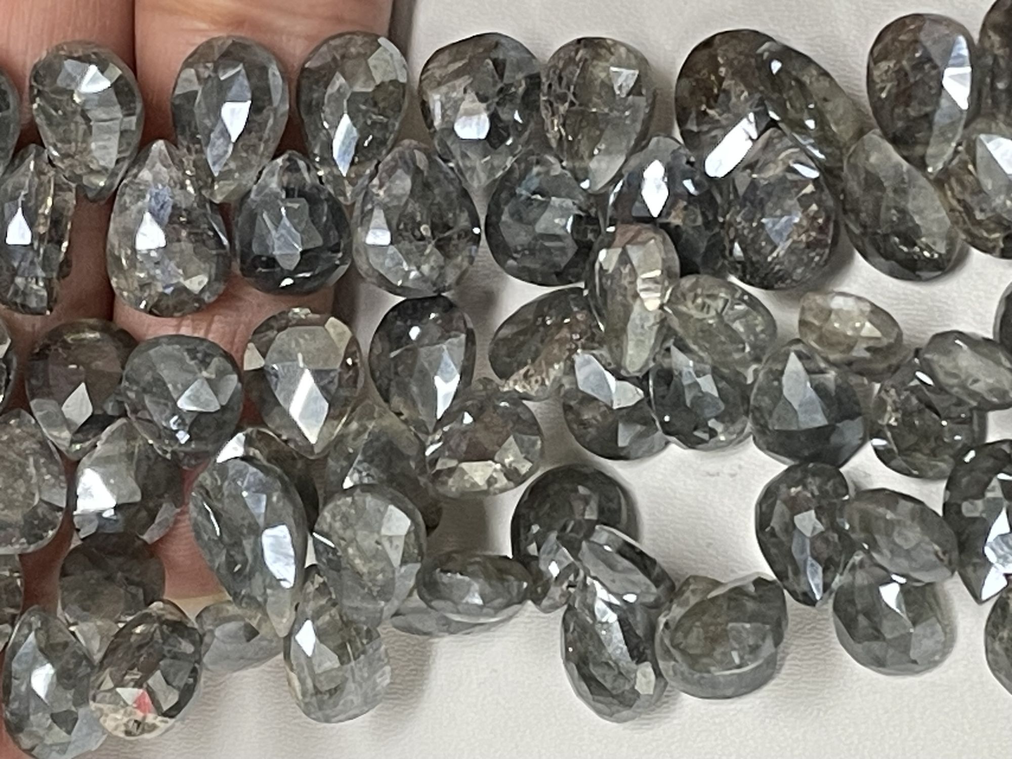 Grey Silverite Pear Faceted