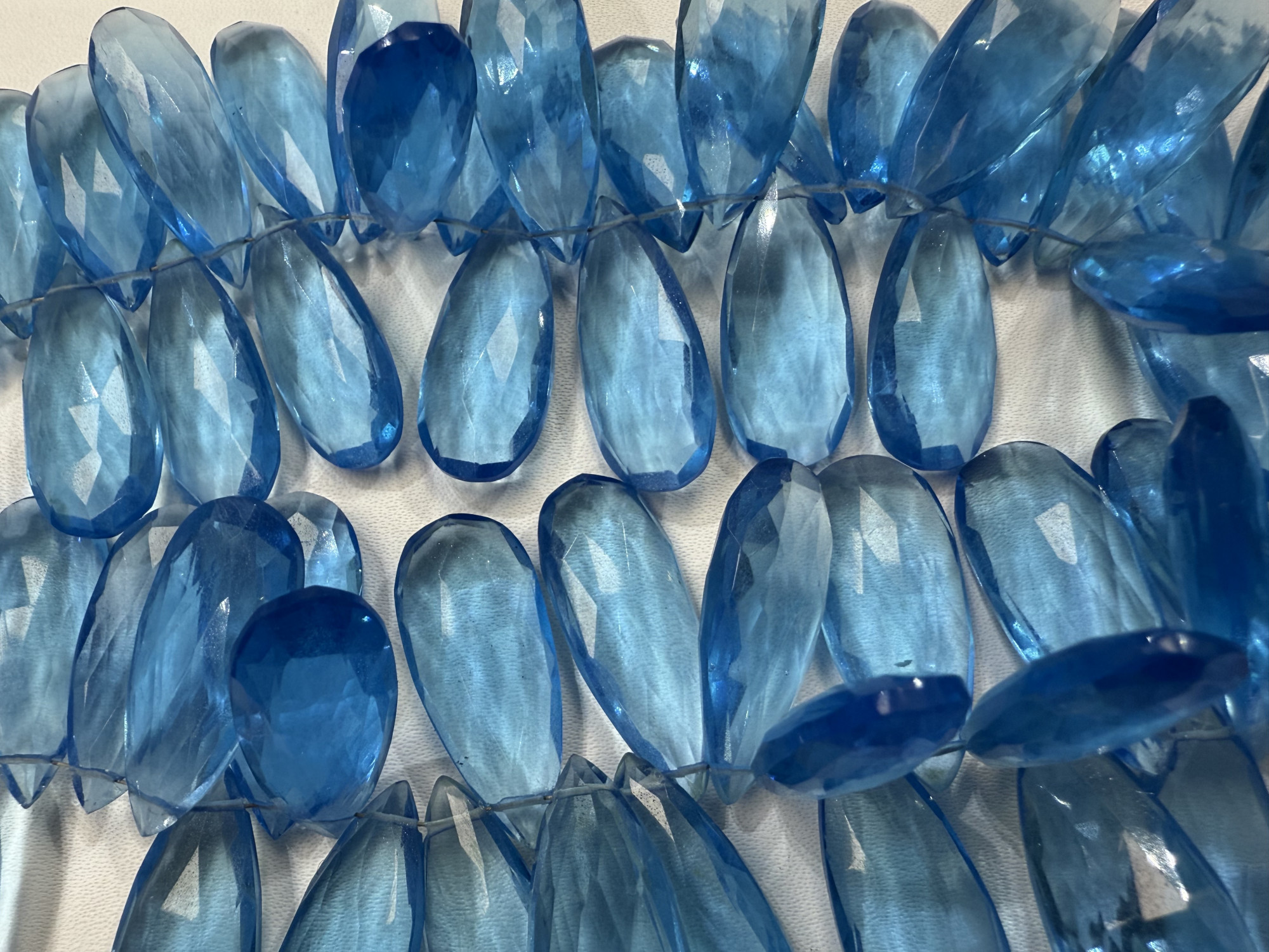 Blue Hydro Quartz Long Pear Faceted