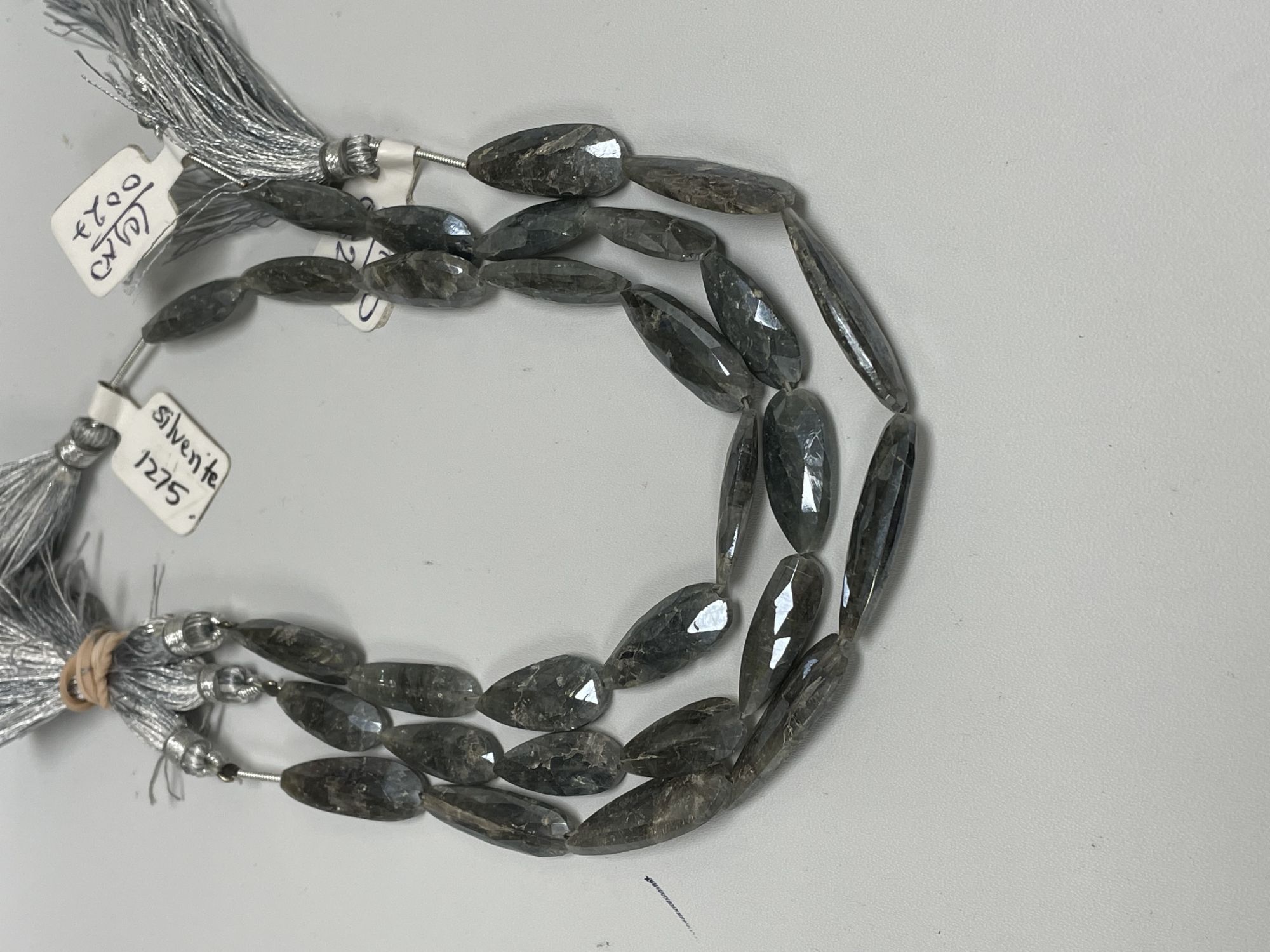 Grey Silverite Long Pear Faceted