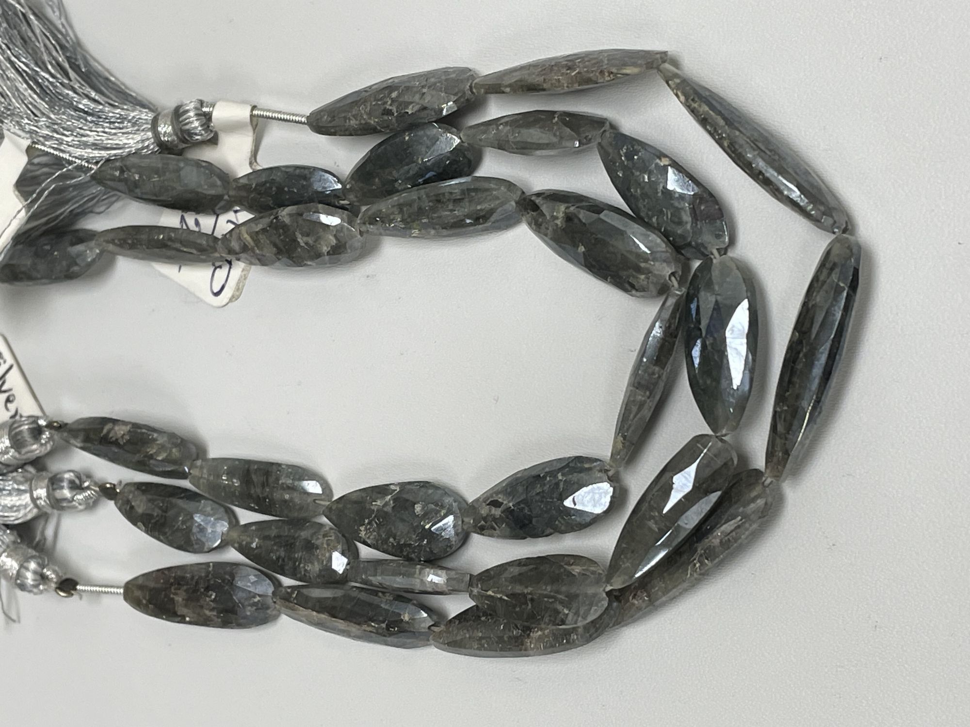 Grey Silverite Long Pear Faceted