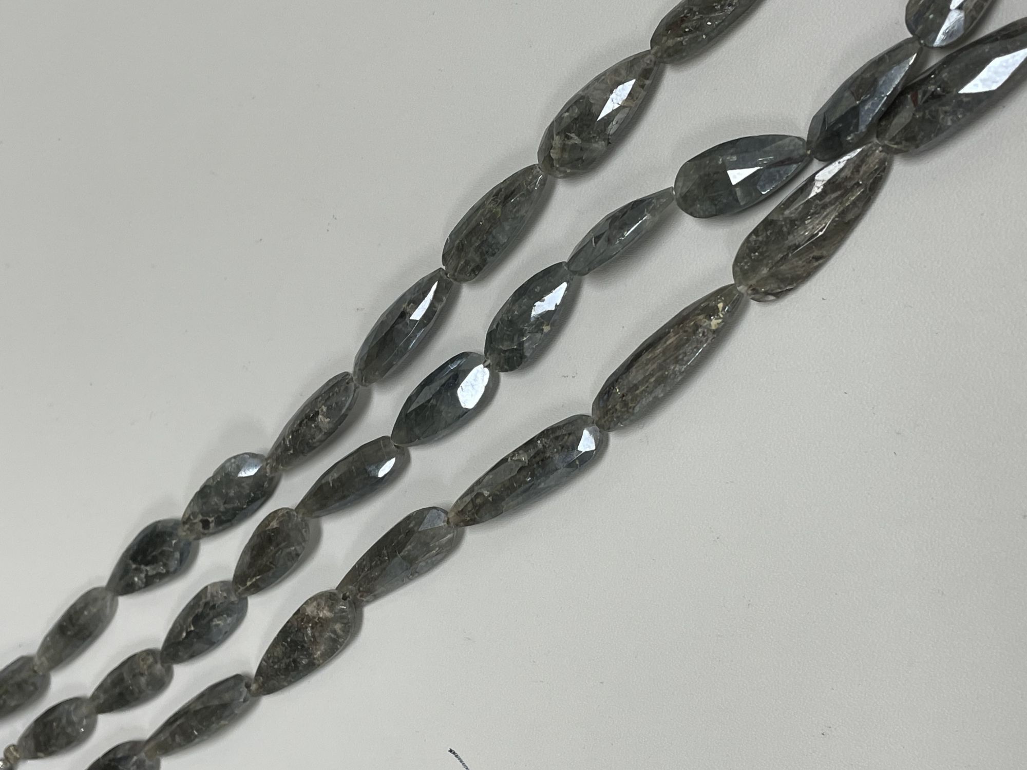 Grey Silverite Long Pear Faceted