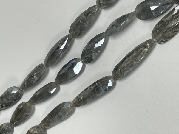 Grey Silverite Long Pear Faceted