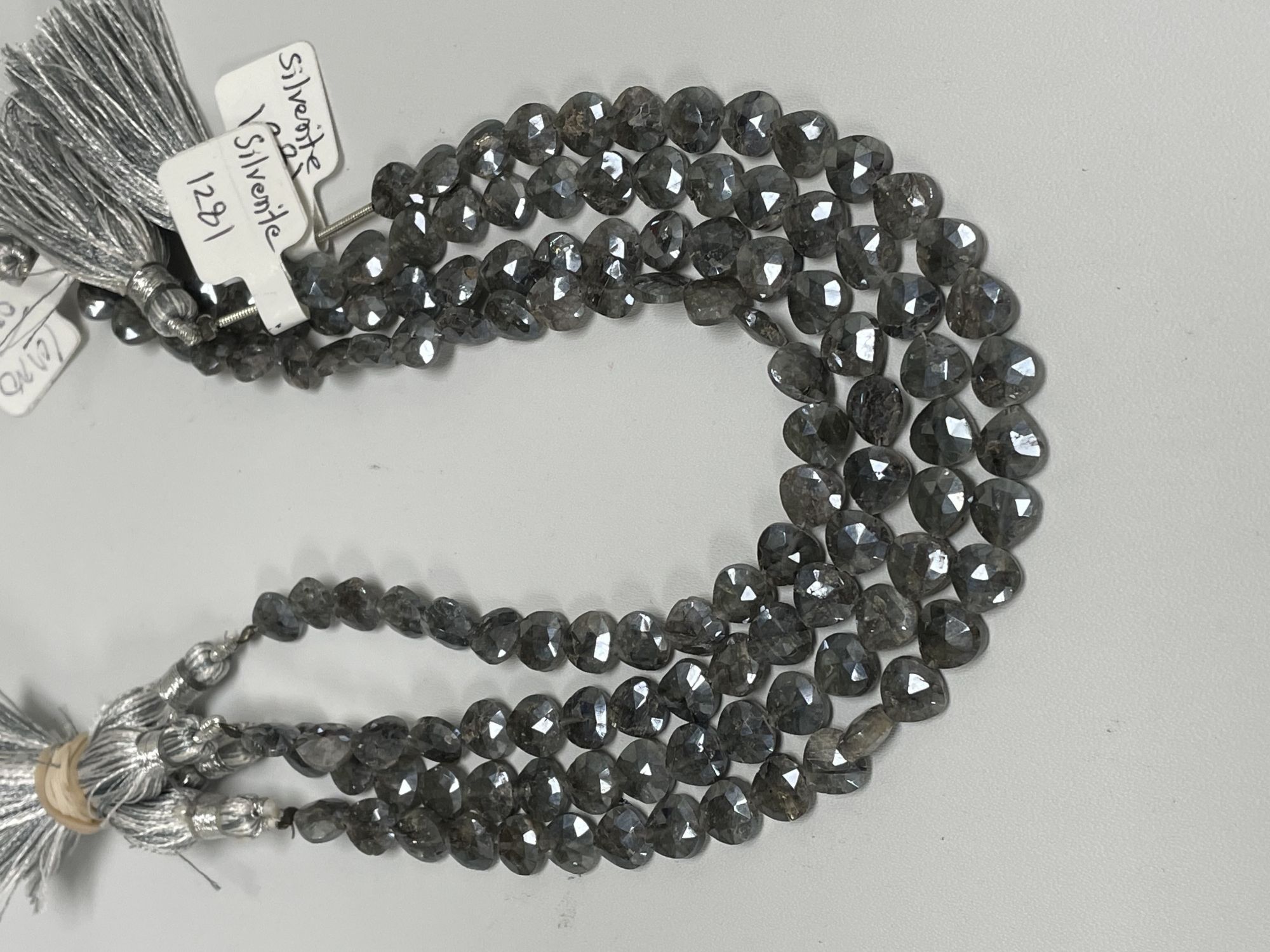 Grey Silverite Heart Faceted