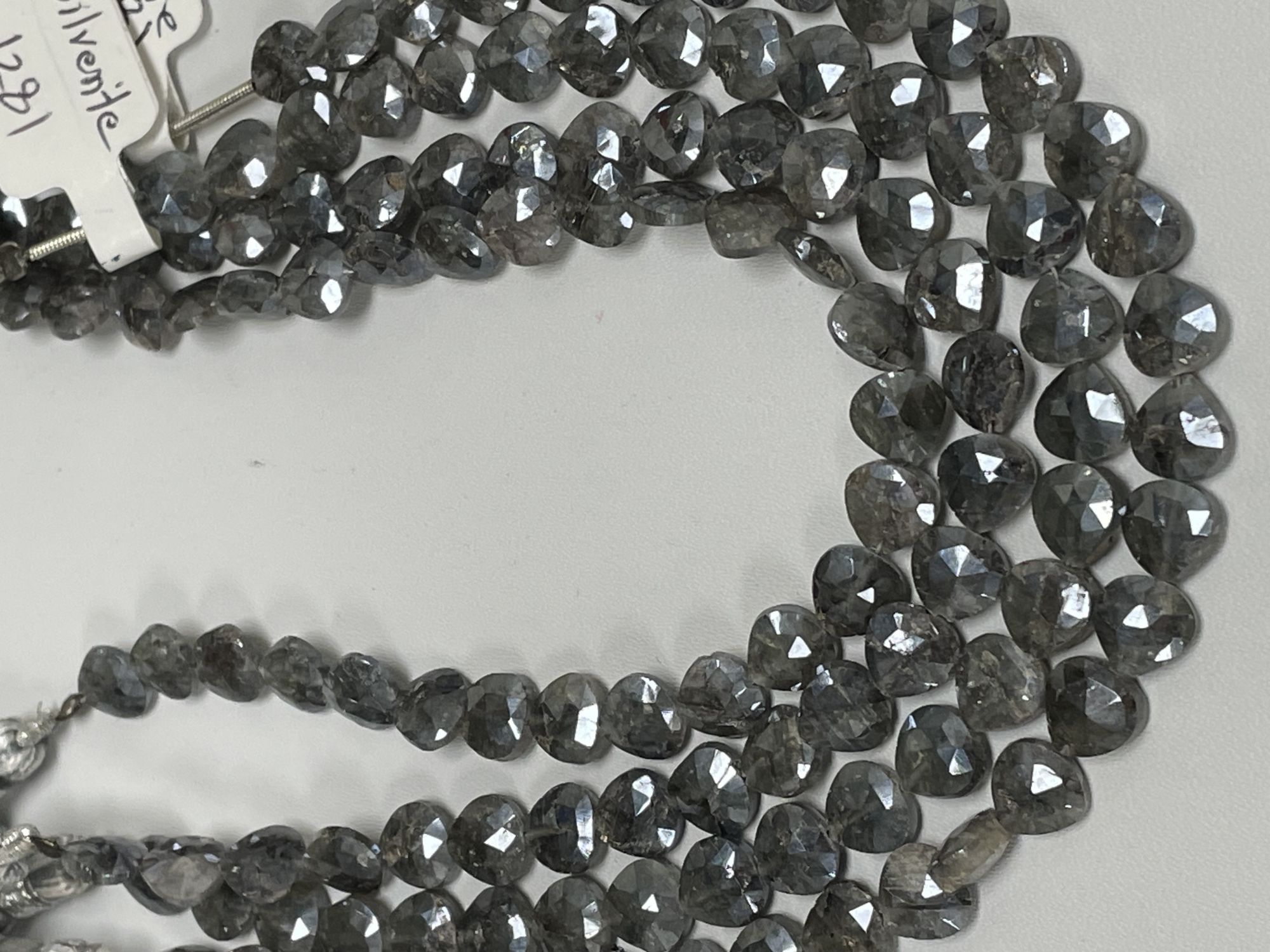 Grey Silverite Heart Faceted