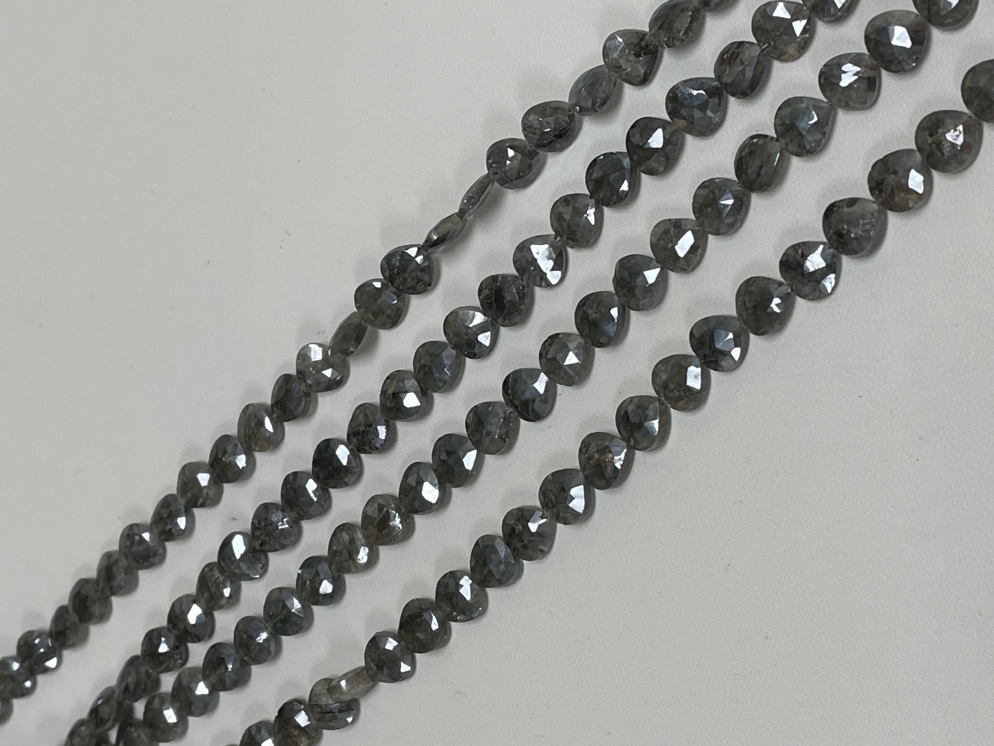 Grey Silverite Heart Faceted