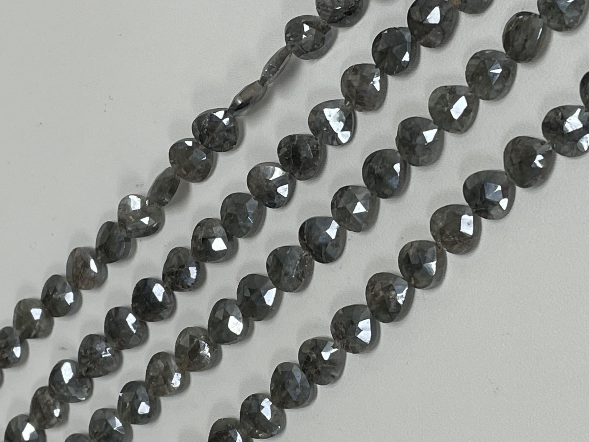 Grey Silverite Heart Faceted