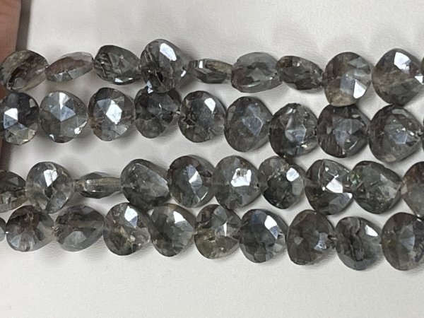 Grey Silverite Heart Faceted