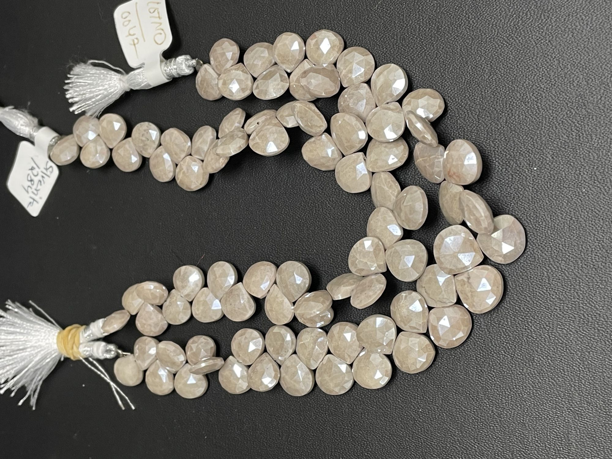 Beige Silverite Heart Faceted