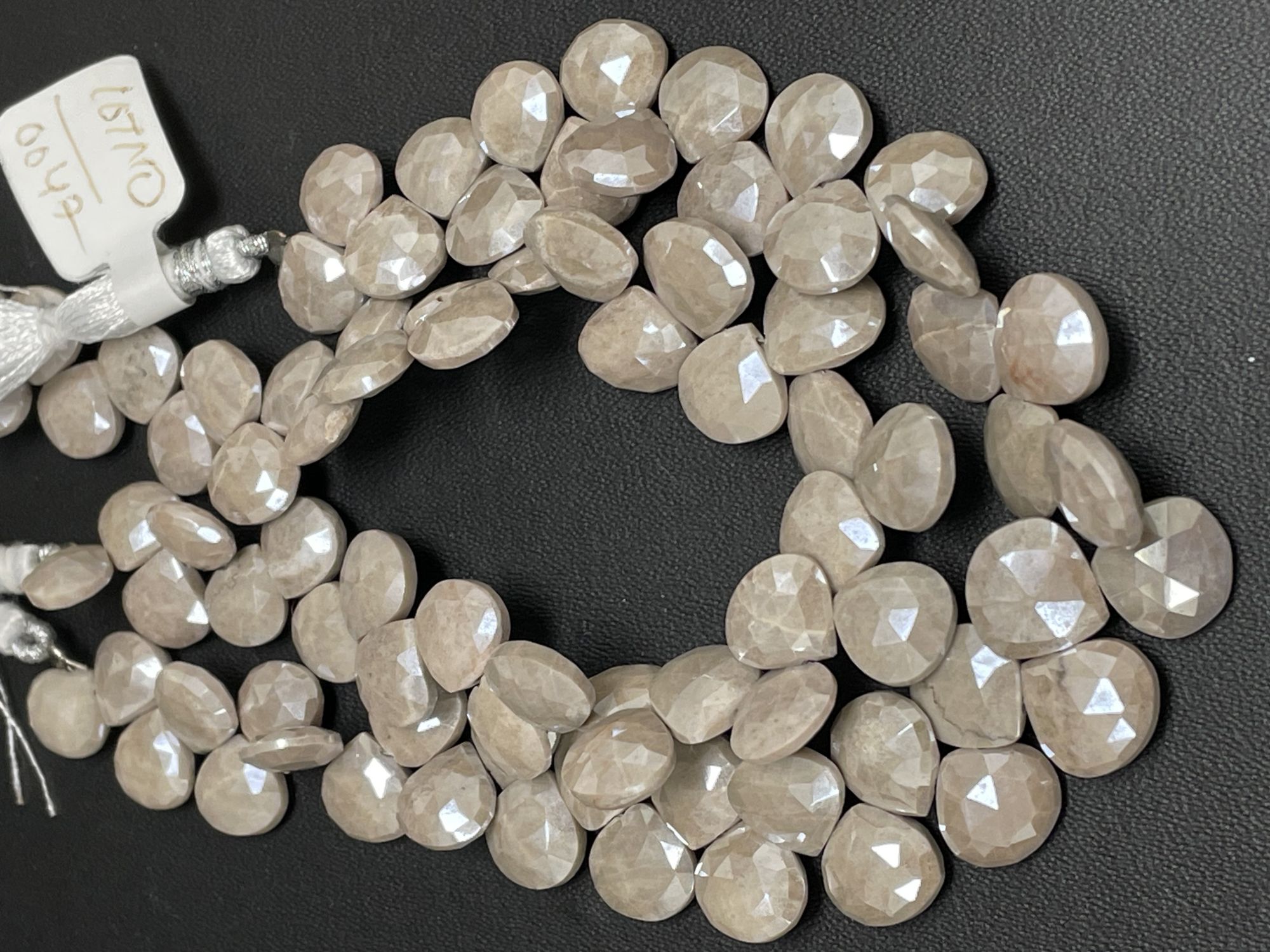 Beige Silverite Heart Faceted