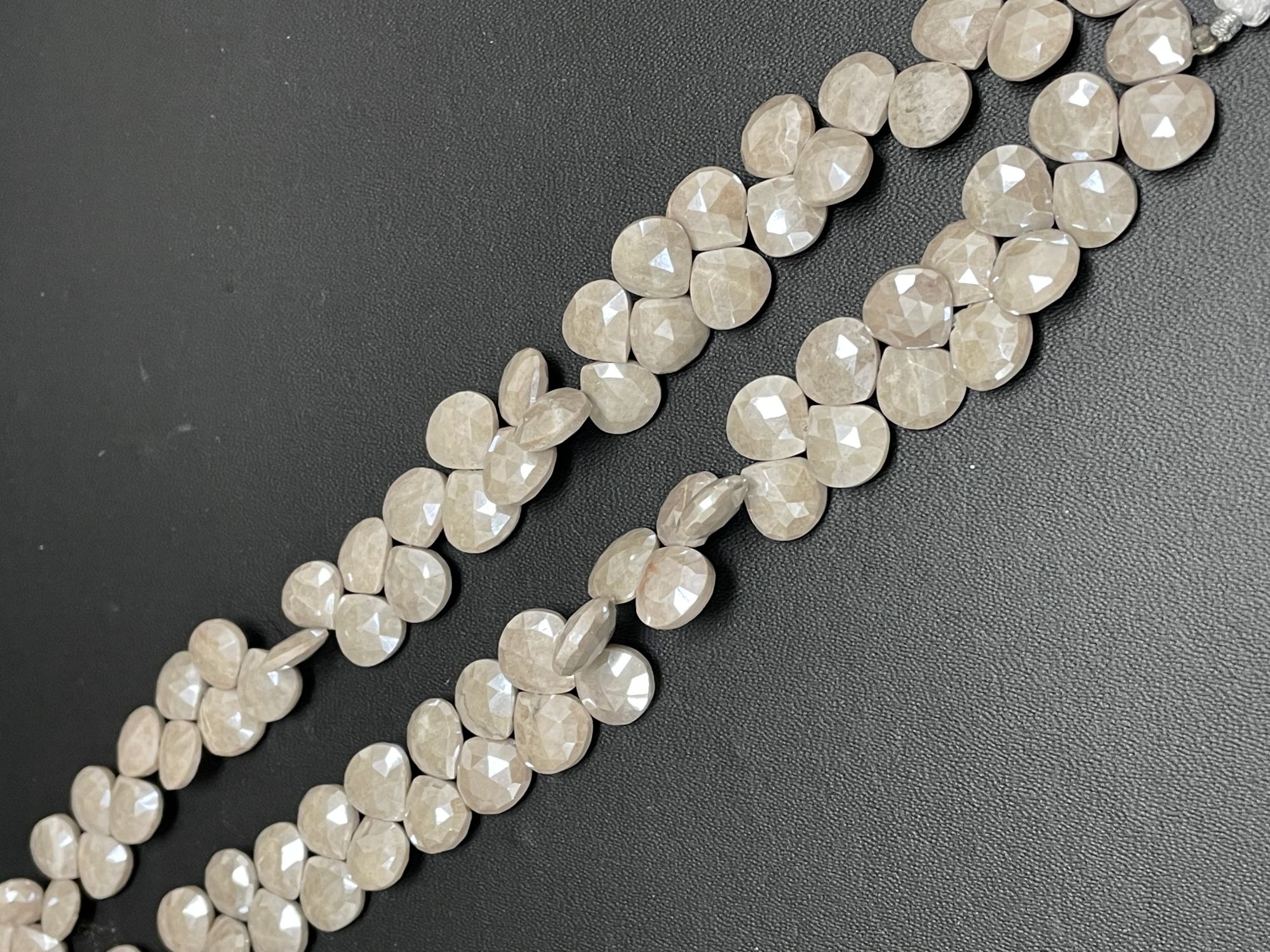 Beige Silverite Heart Faceted