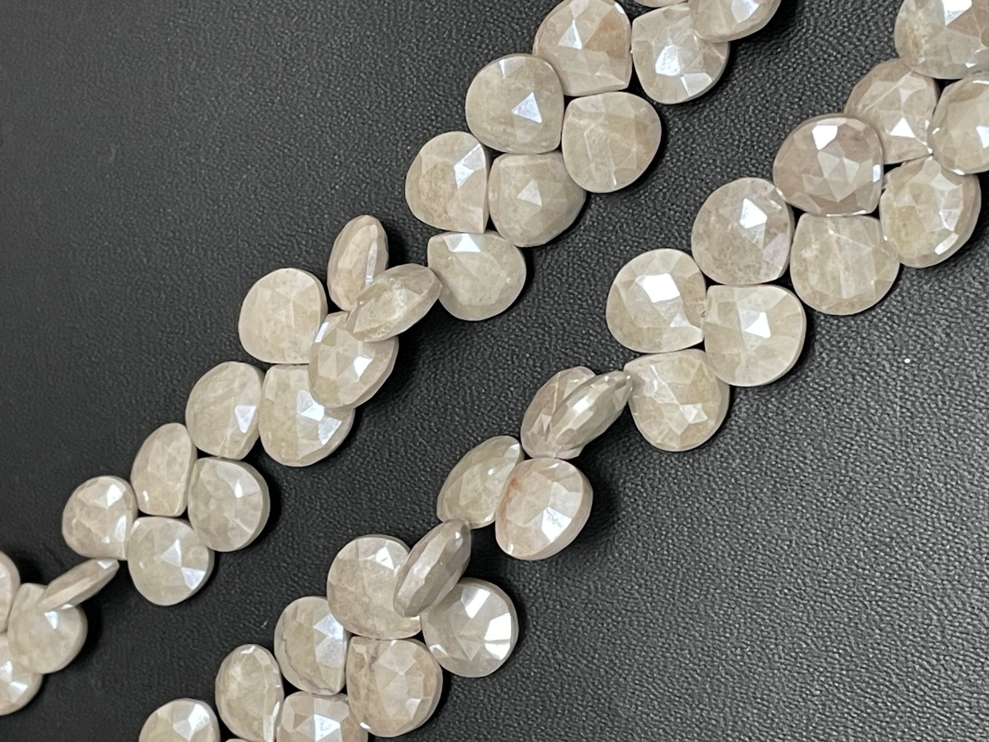 Beige Silverite Heart Faceted