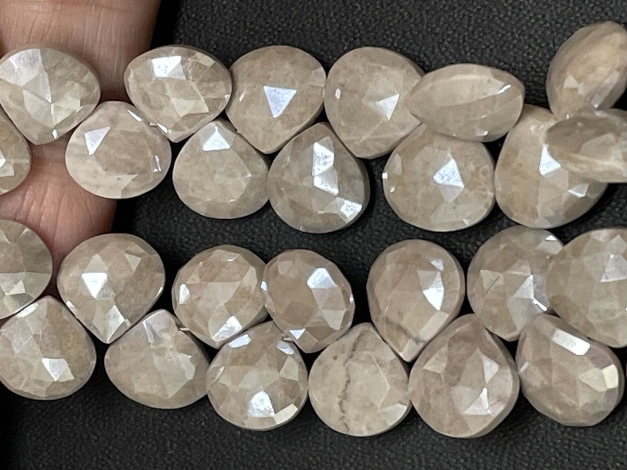 Beige Silverite Heart Faceted