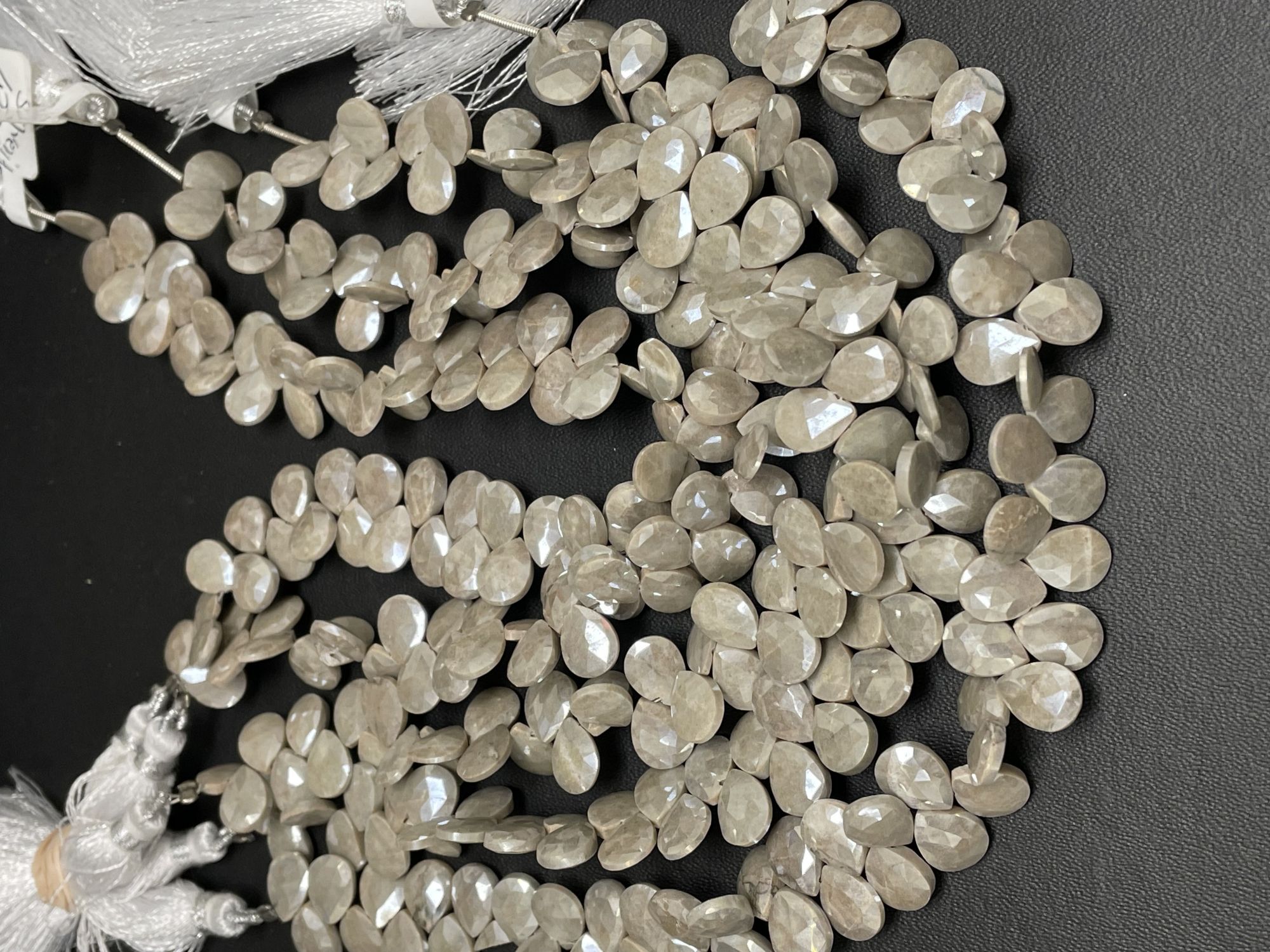 Beige Silverite Pear Faceted