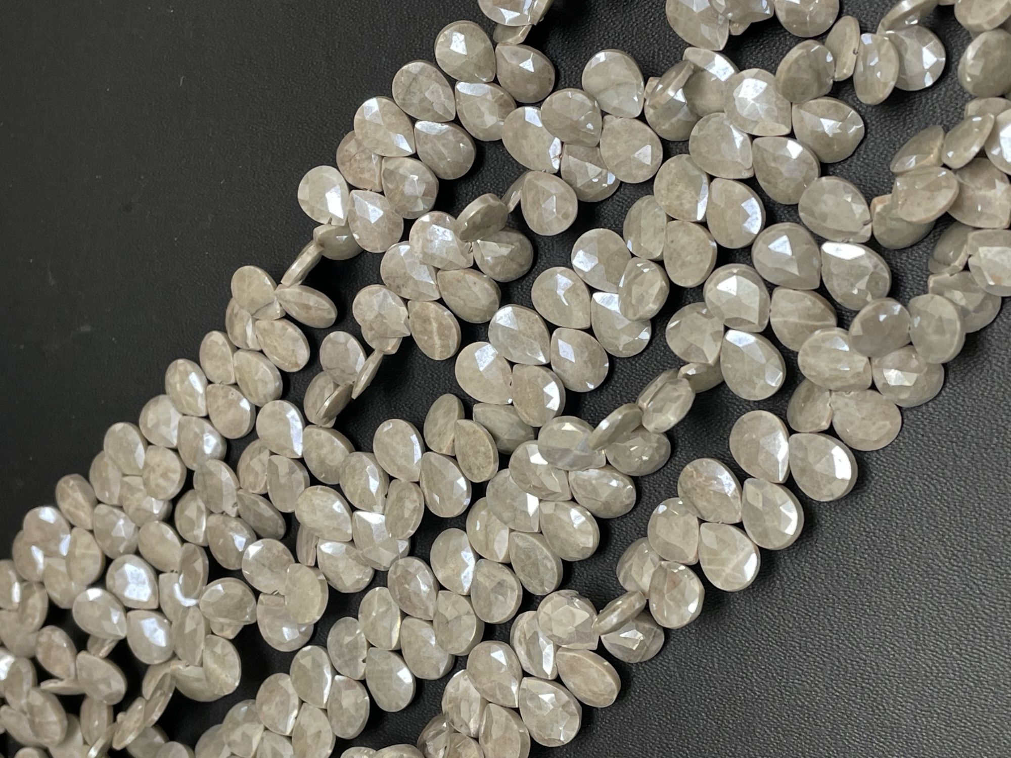 Beige Silverite Pear Faceted