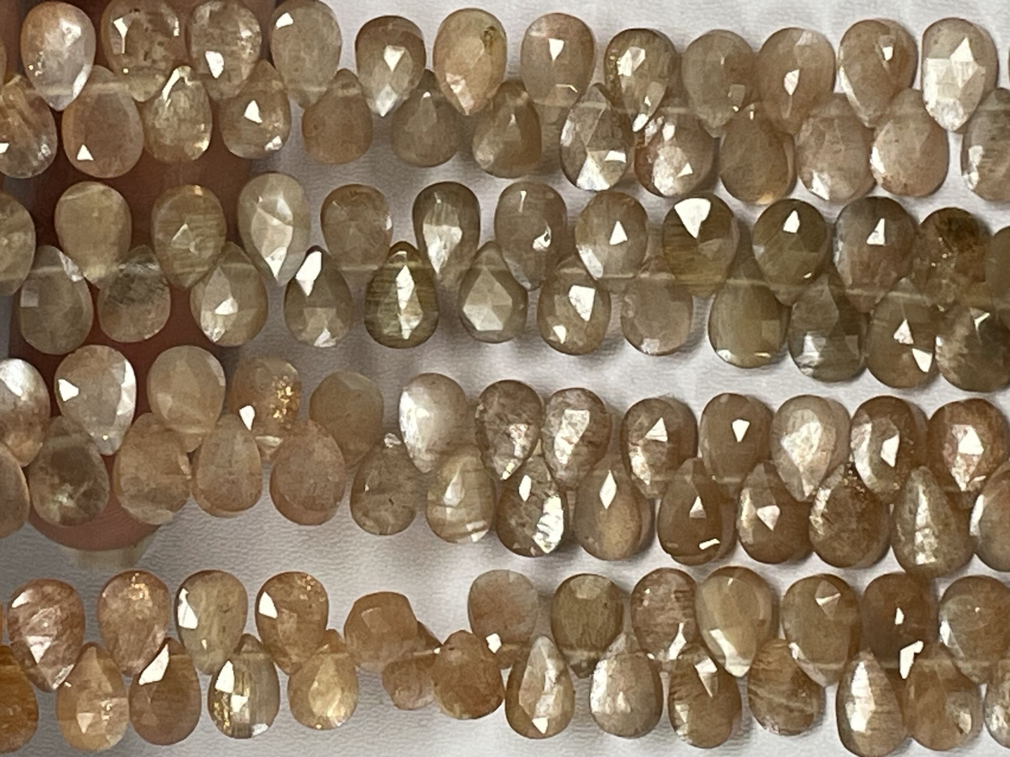 Gold Shine Moonstone Pear Faceted