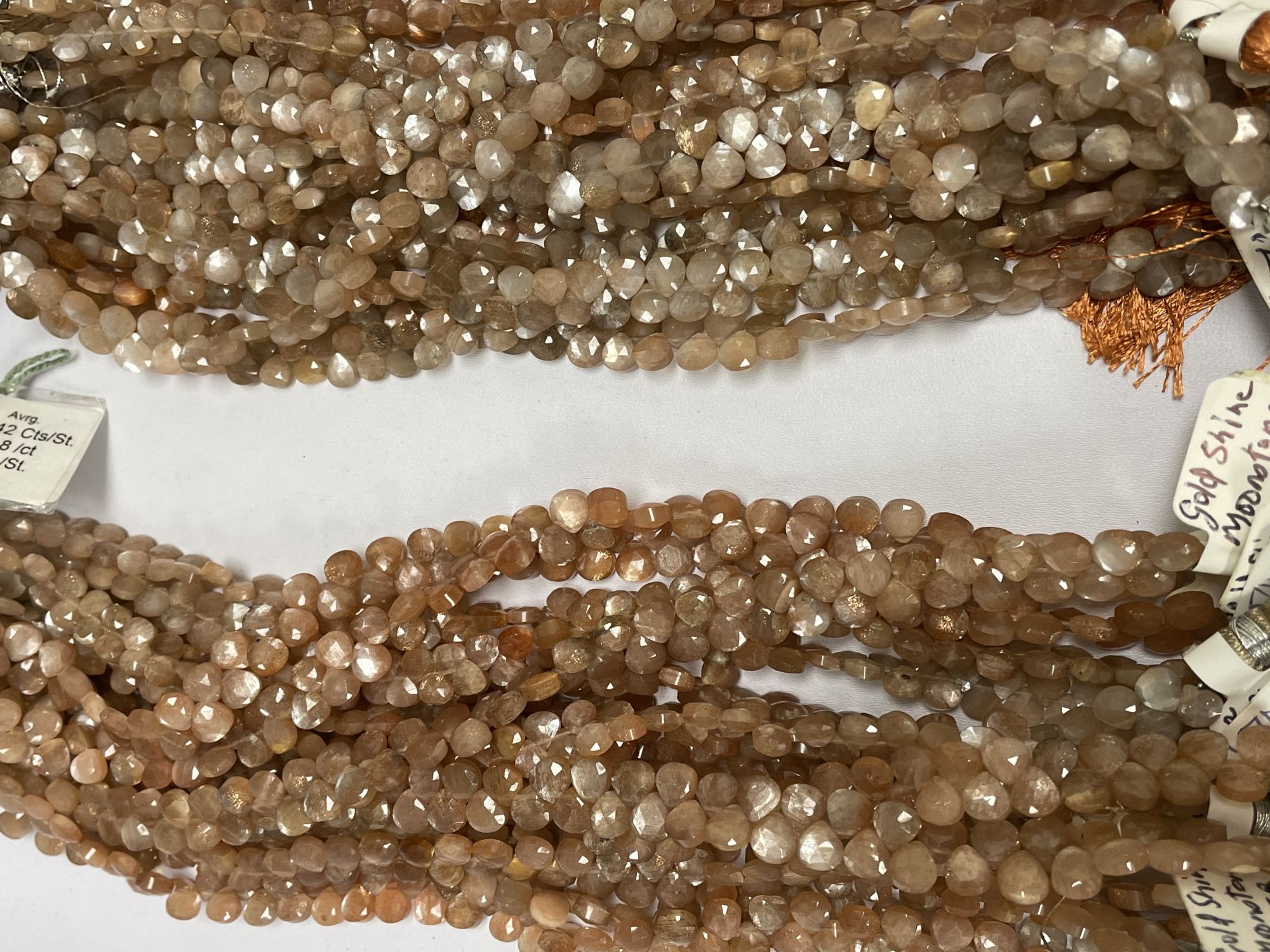 Gold Shine Moonstone Heart Faceted