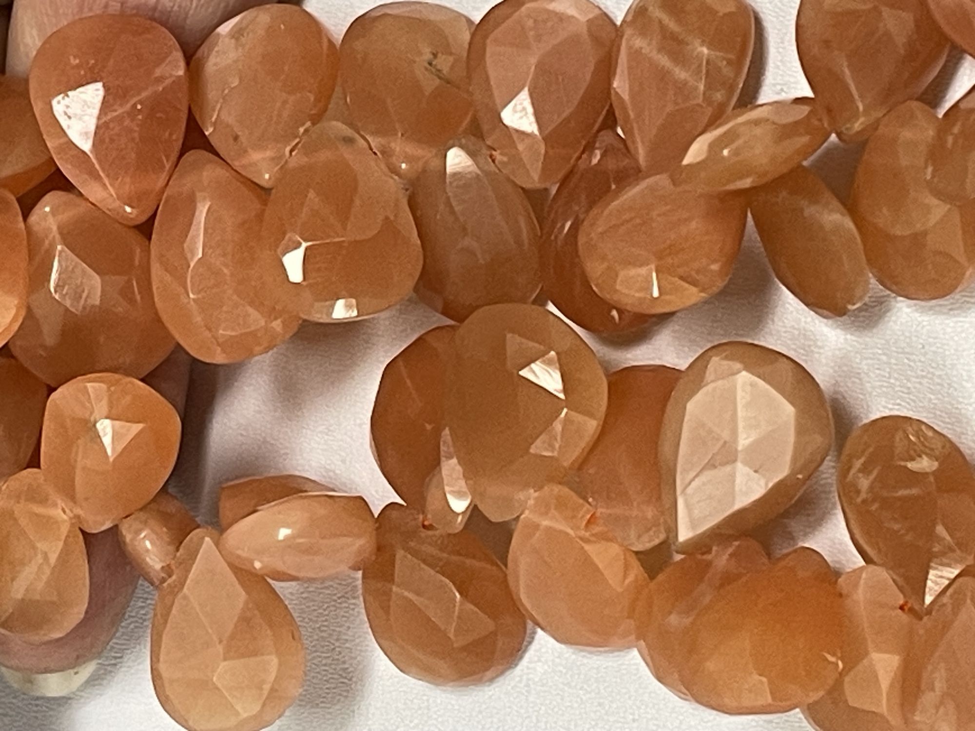 Peach Moonstone Pear Faceted