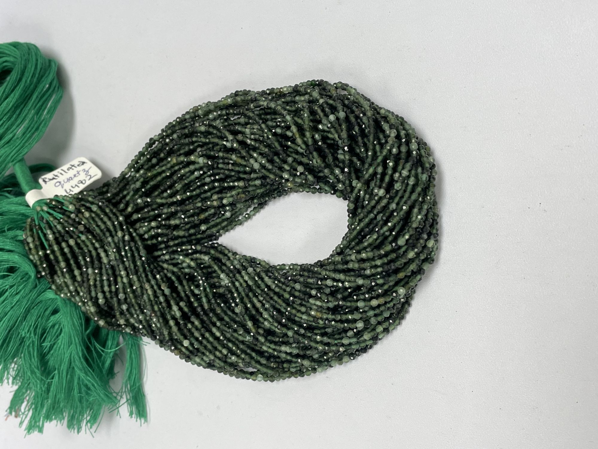 Green Rutilated Quartz Rondelle Faceted