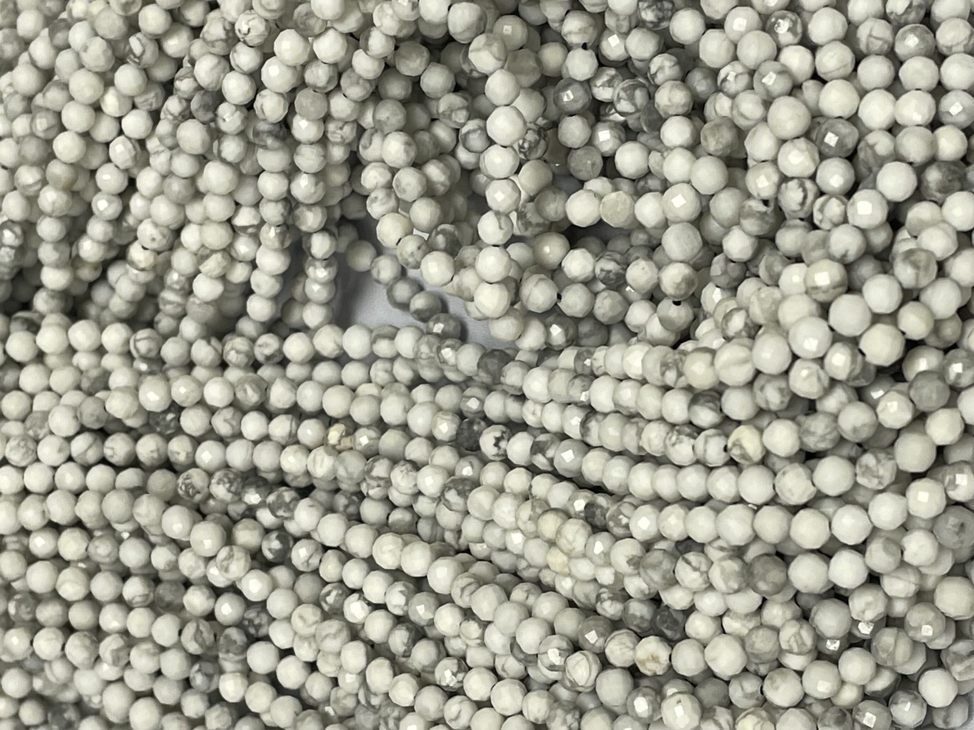 Grey White Opal Round Faceted