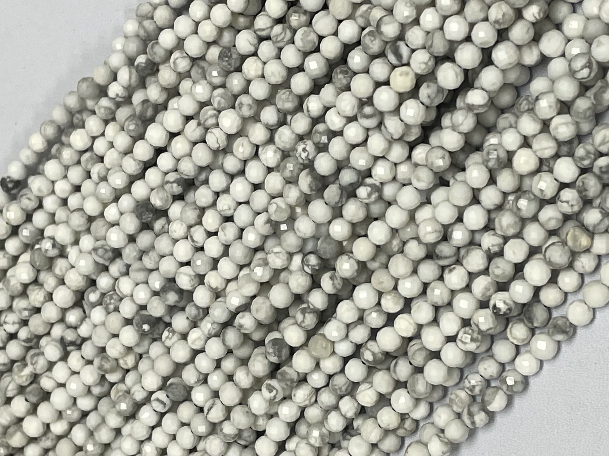 Grey White Opal Round Faceted