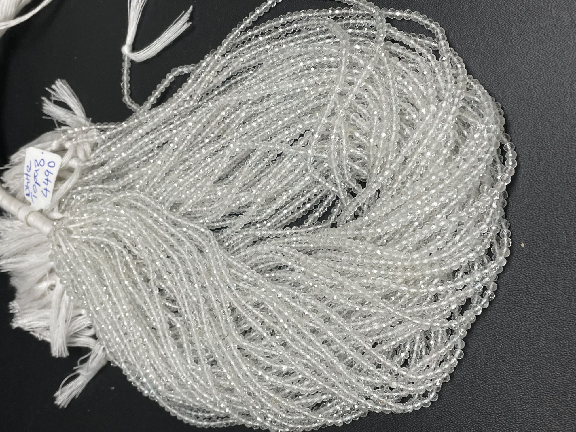White Topaz Rondelle Faceted