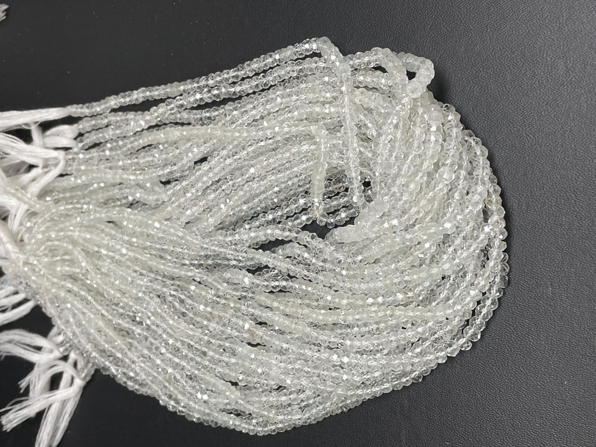 White Topaz Rondelle Faceted