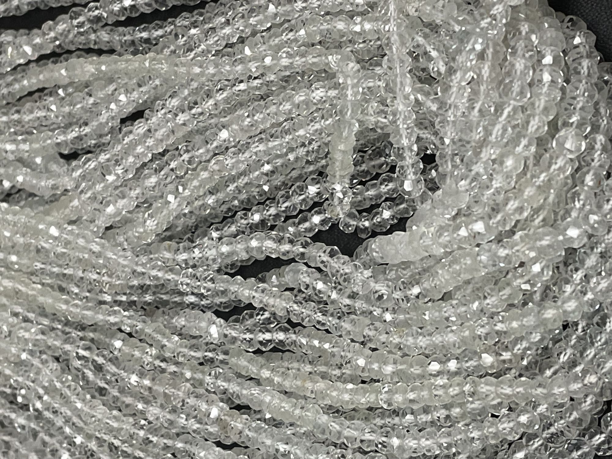 White Topaz Rondelle Faceted