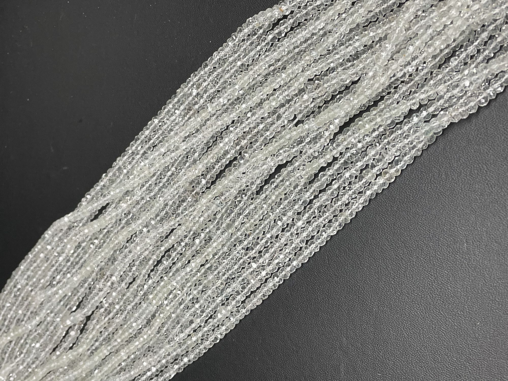 White Topaz Rondelle Faceted