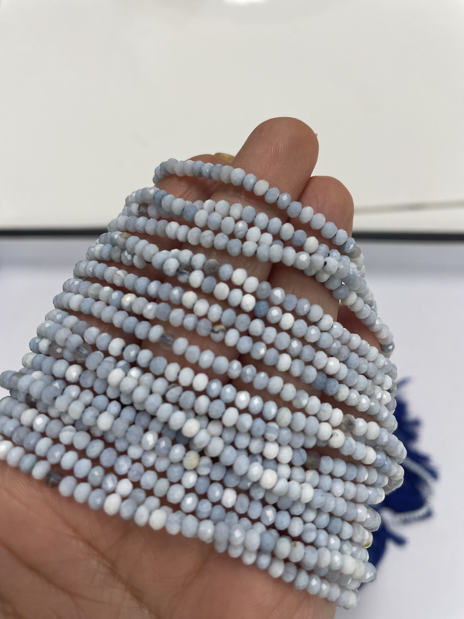 Blue Opal Rondelle Faceted