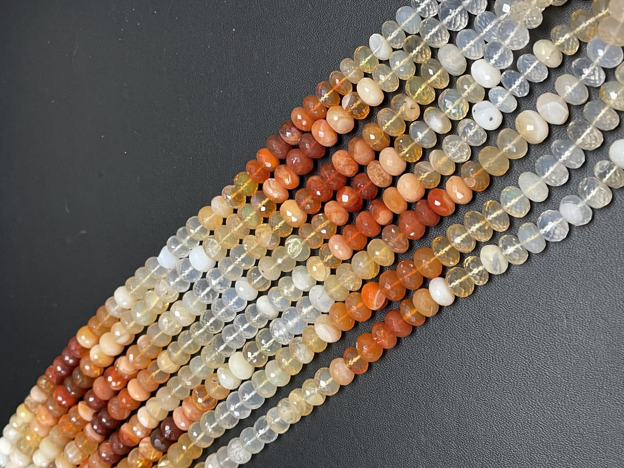 Shaded Fire Opal Rondelle Faceted