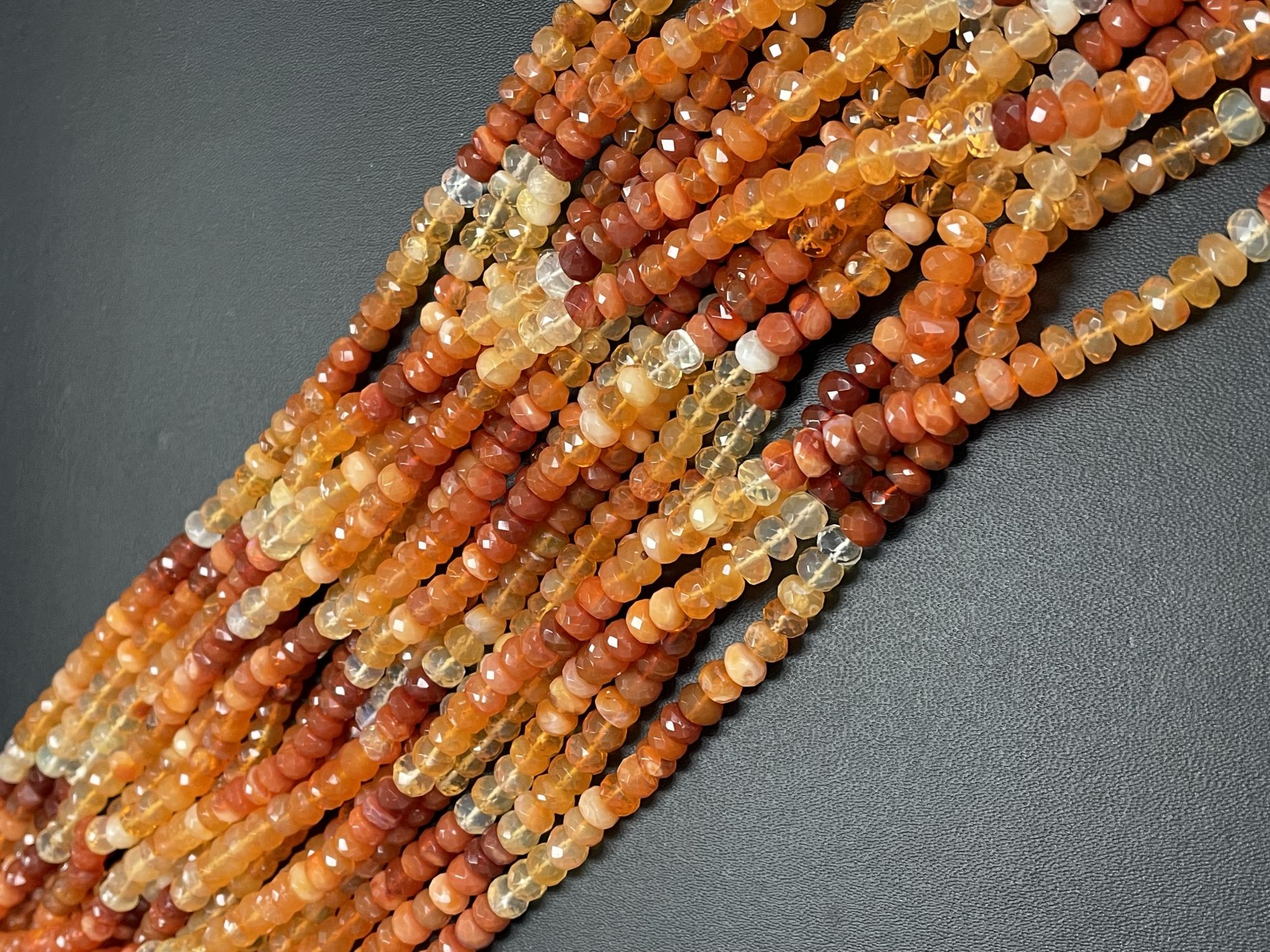 Shaded Fire Opal Rondelle Faceted