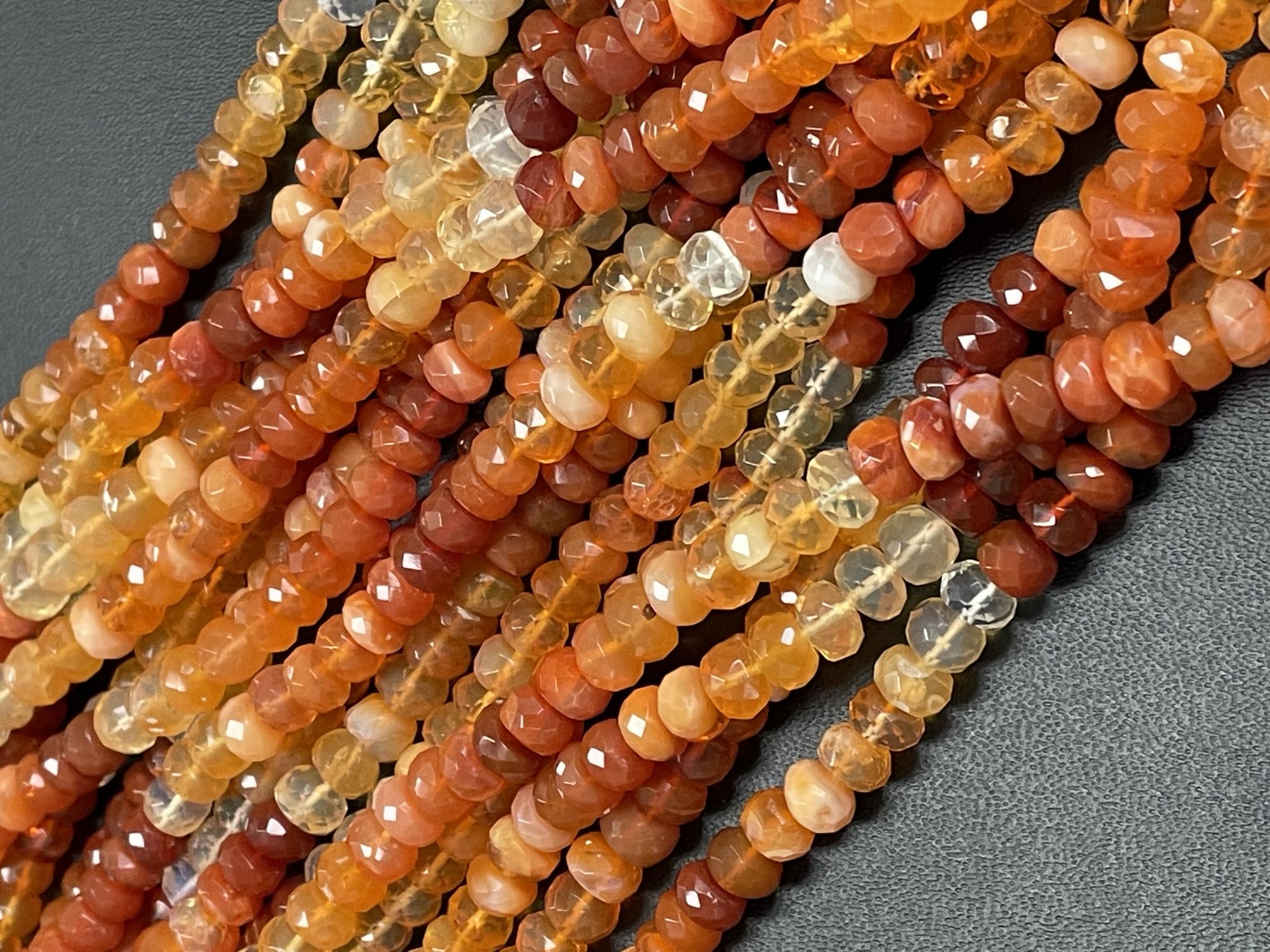 Shaded Fire Opal Rondelle Faceted