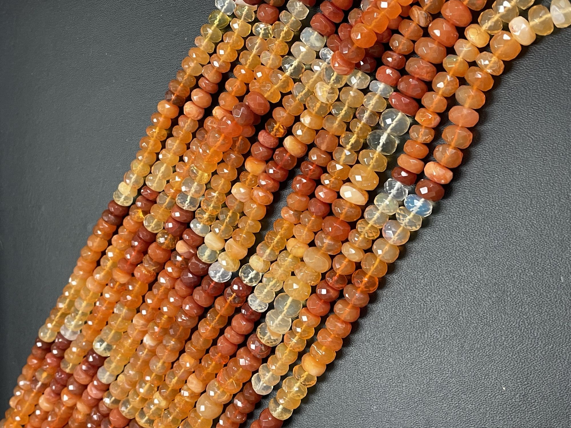 Shaded Fire Opal Rondelle Faceted