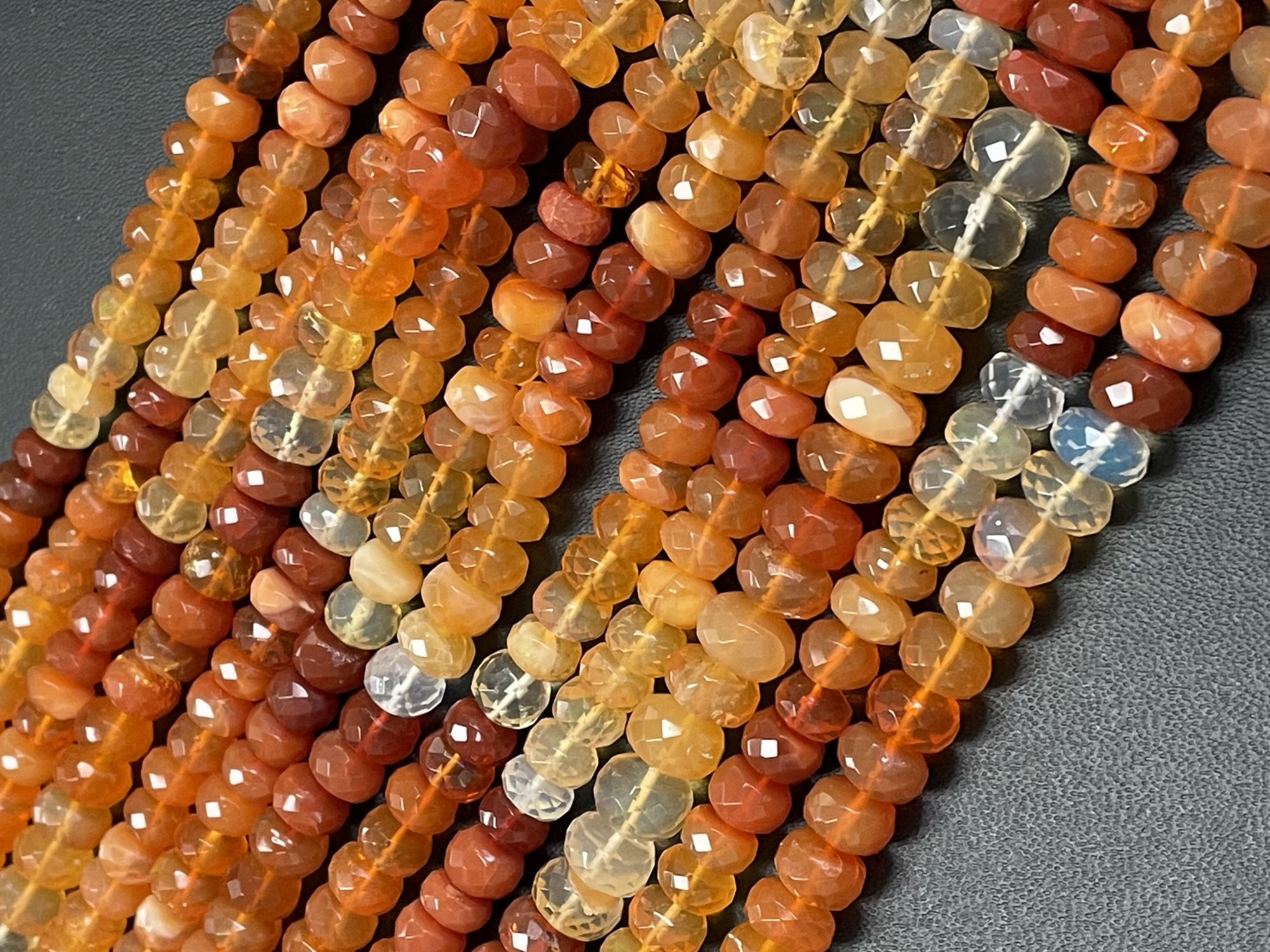 Shaded Fire Opal Rondelle Faceted