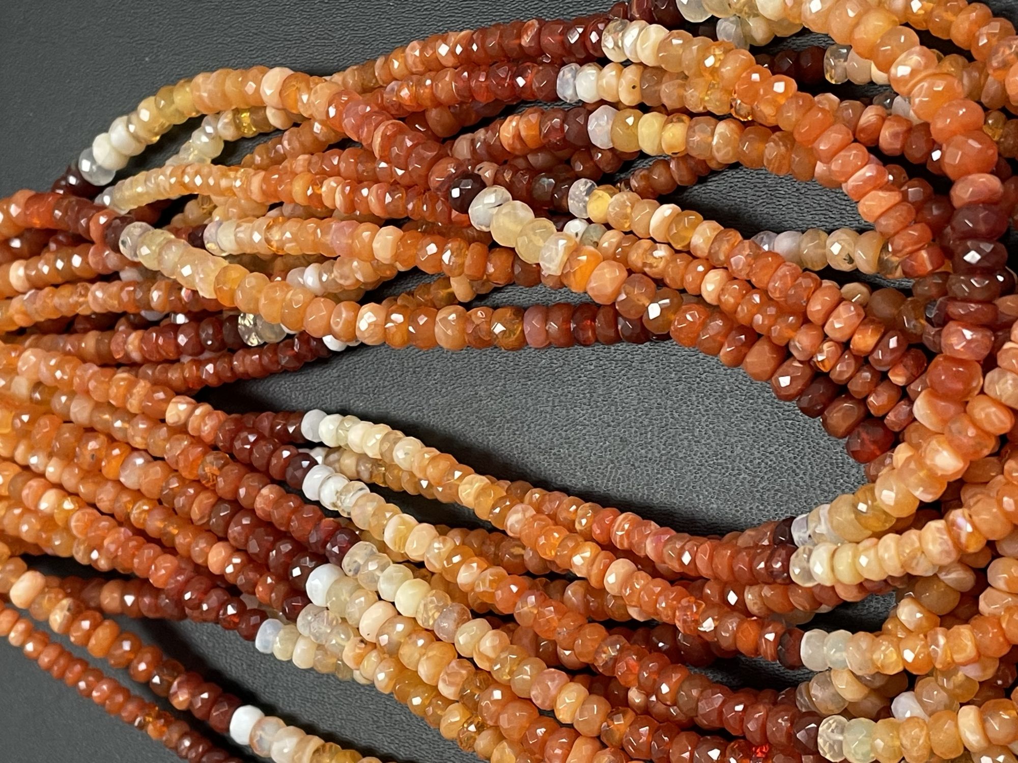 Shaded Fire Opal Rondelle Faceted