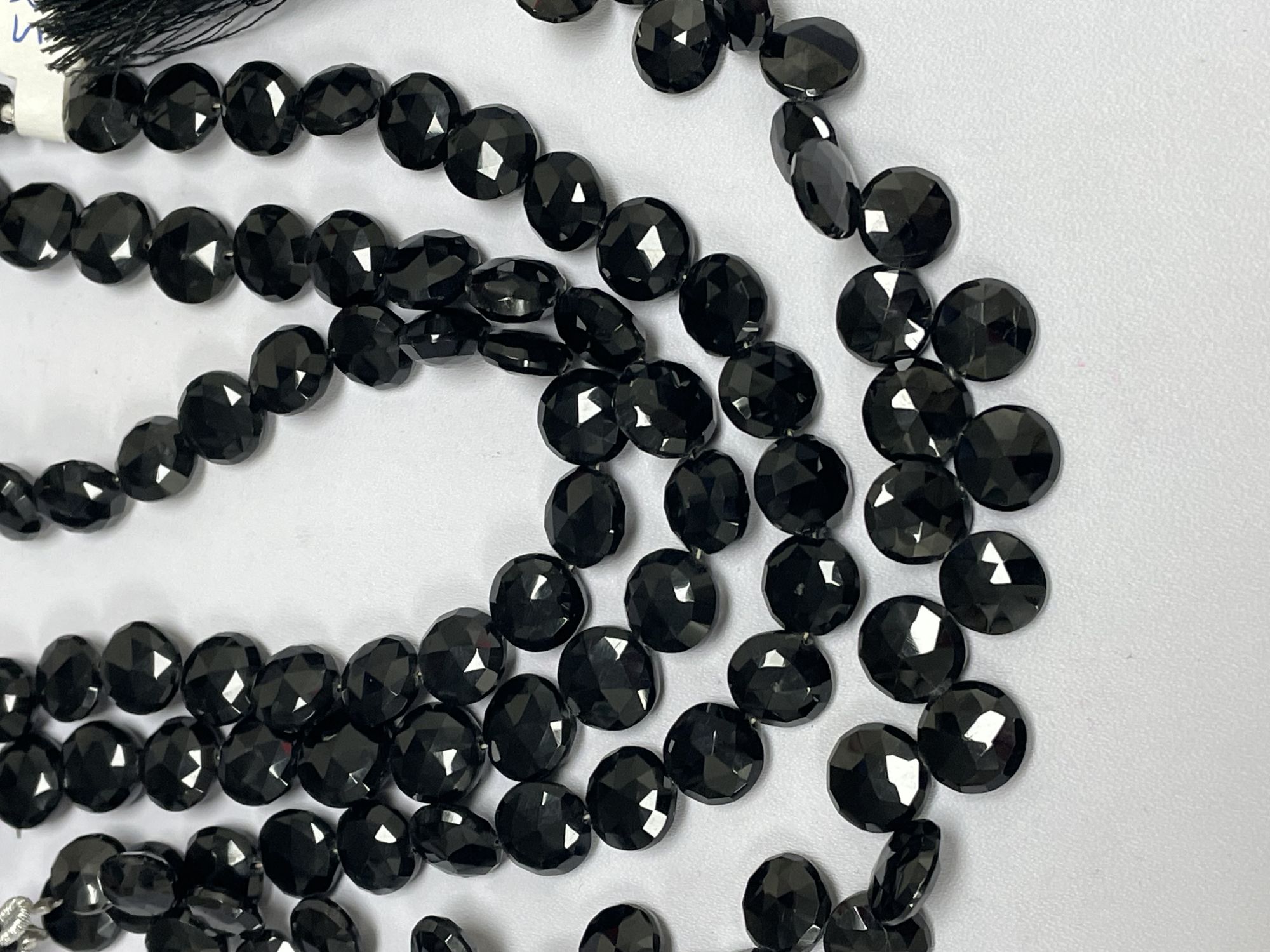 Black Spinel Coin Checkerboard Cut Faceted