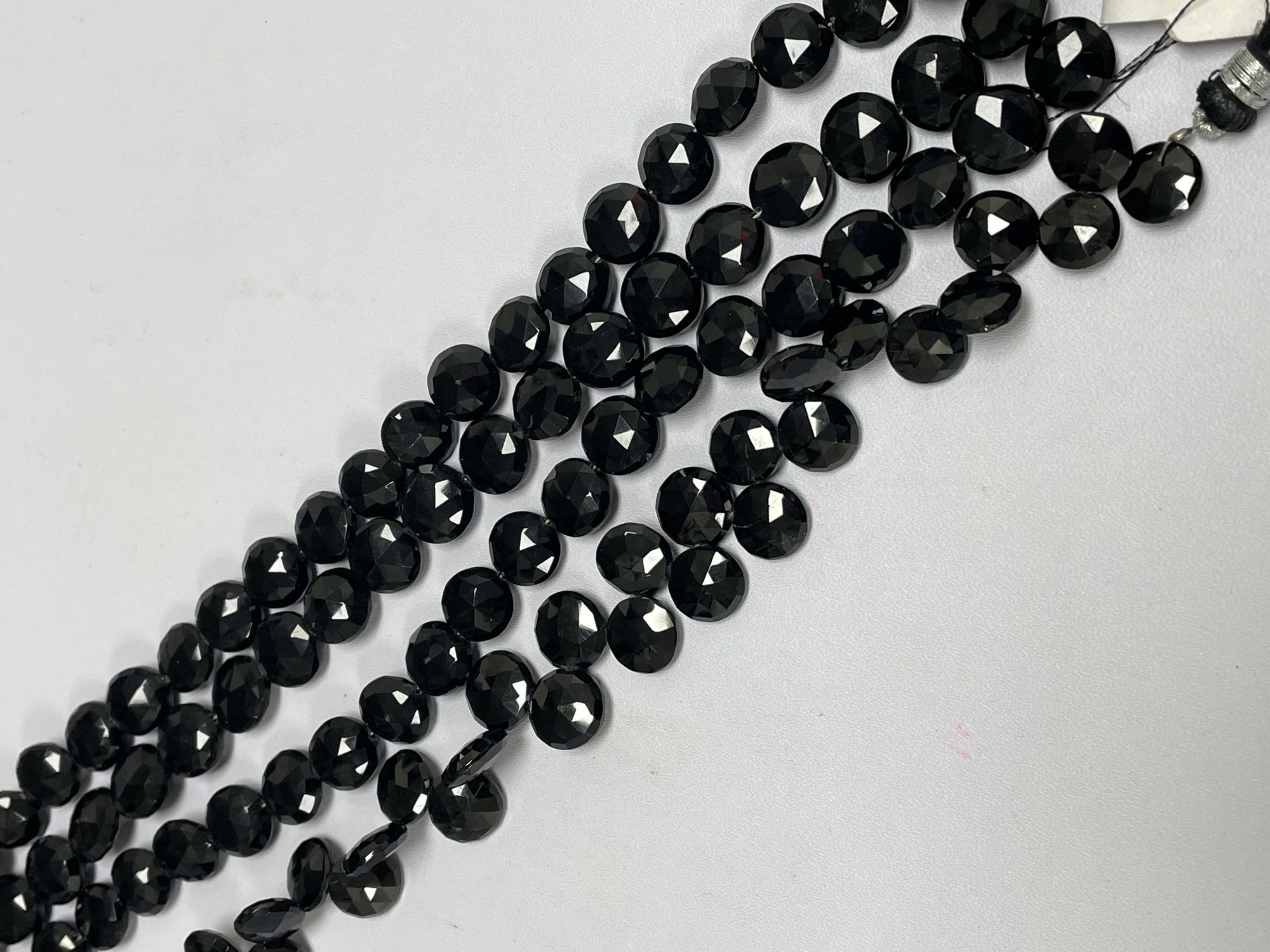 Black Spinel Coin Checkerboard Cut Faceted