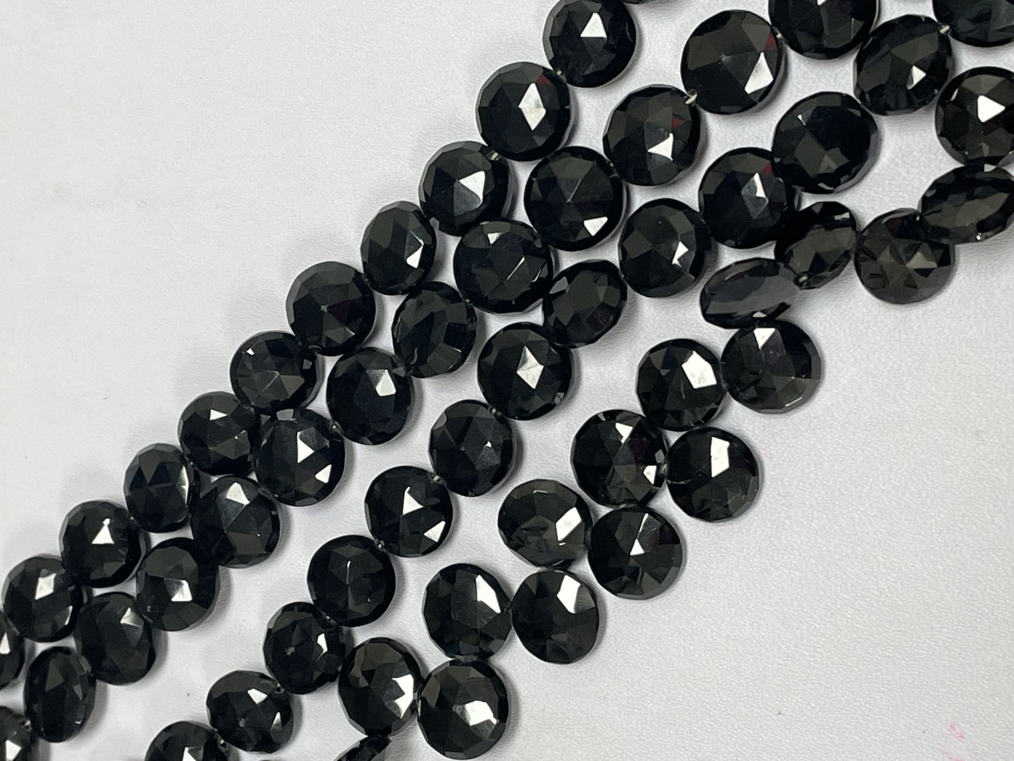 Black Spinel Coin Checkerboard Cut Faceted