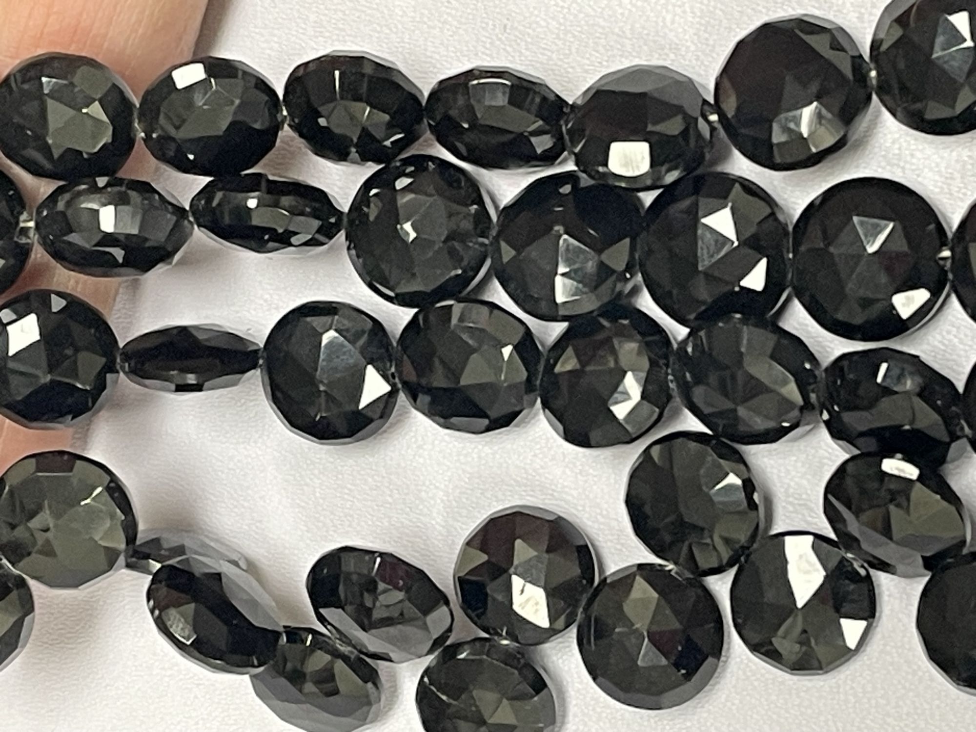 Black Spinel Coin Checkerboard Cut Faceted