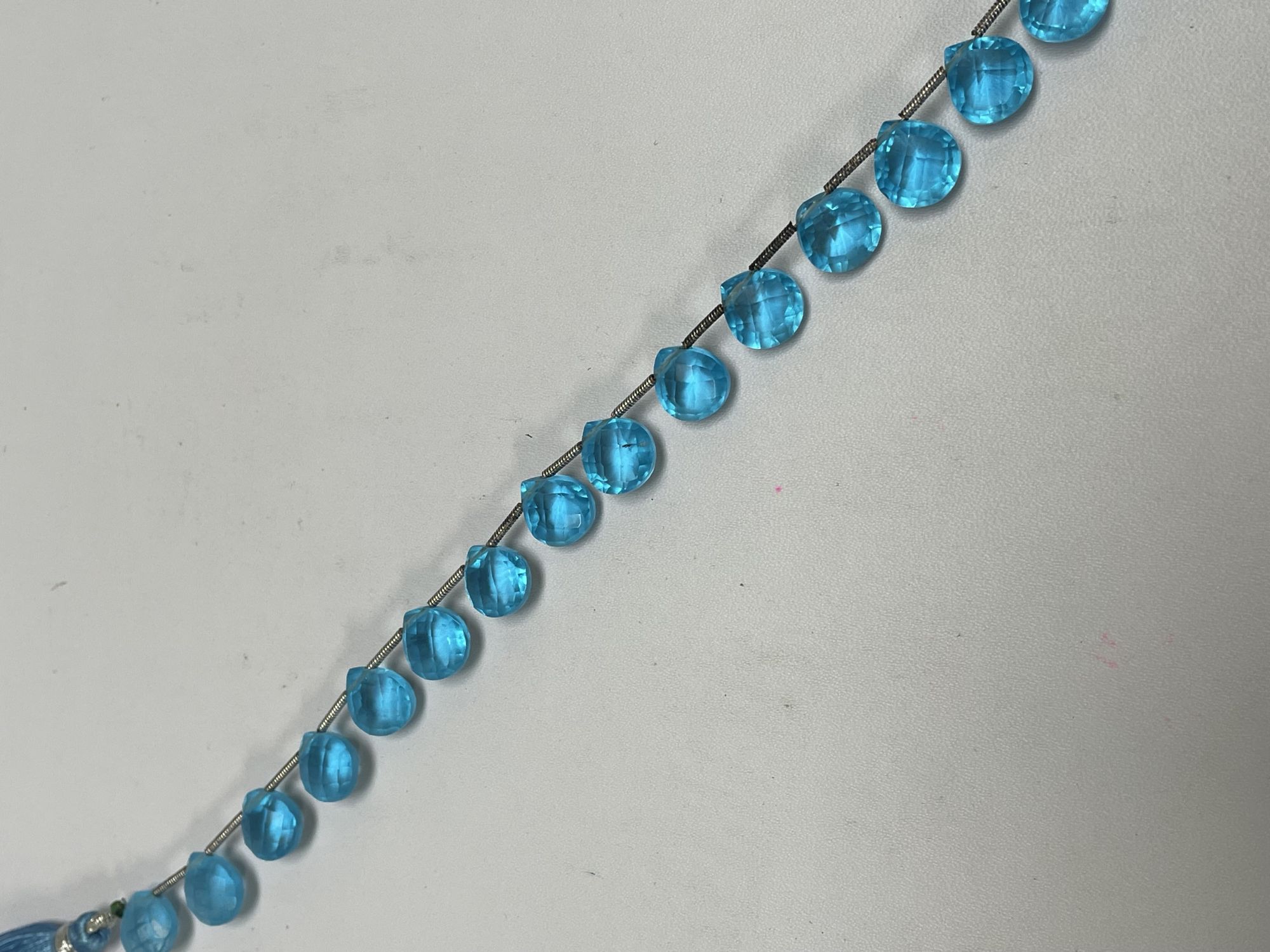 Blue Hydro Quartz Heart Concave Cut Faceted